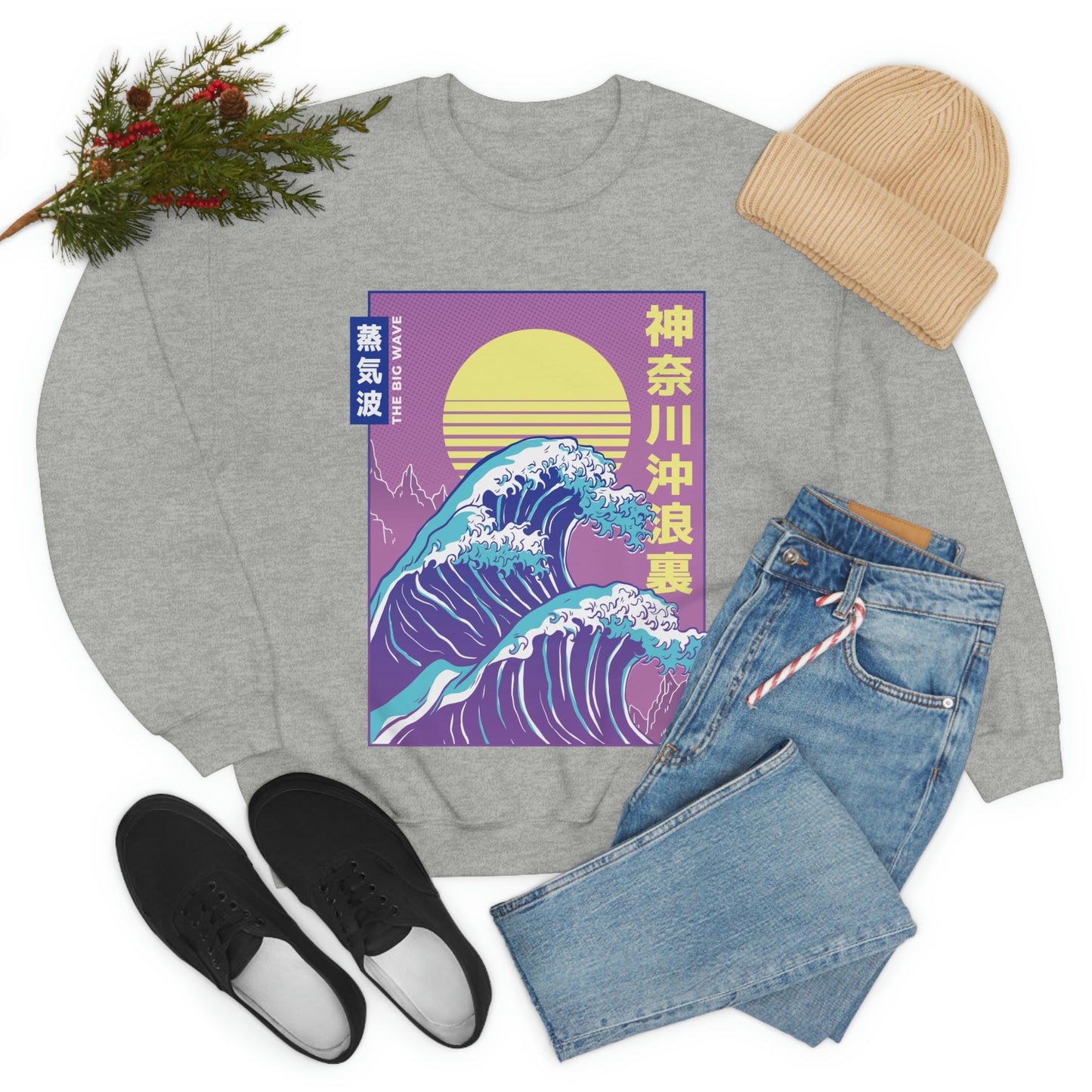 Japanese Aesthetic Vaporwave The Great Wave off Kanagawa Sweatshirt