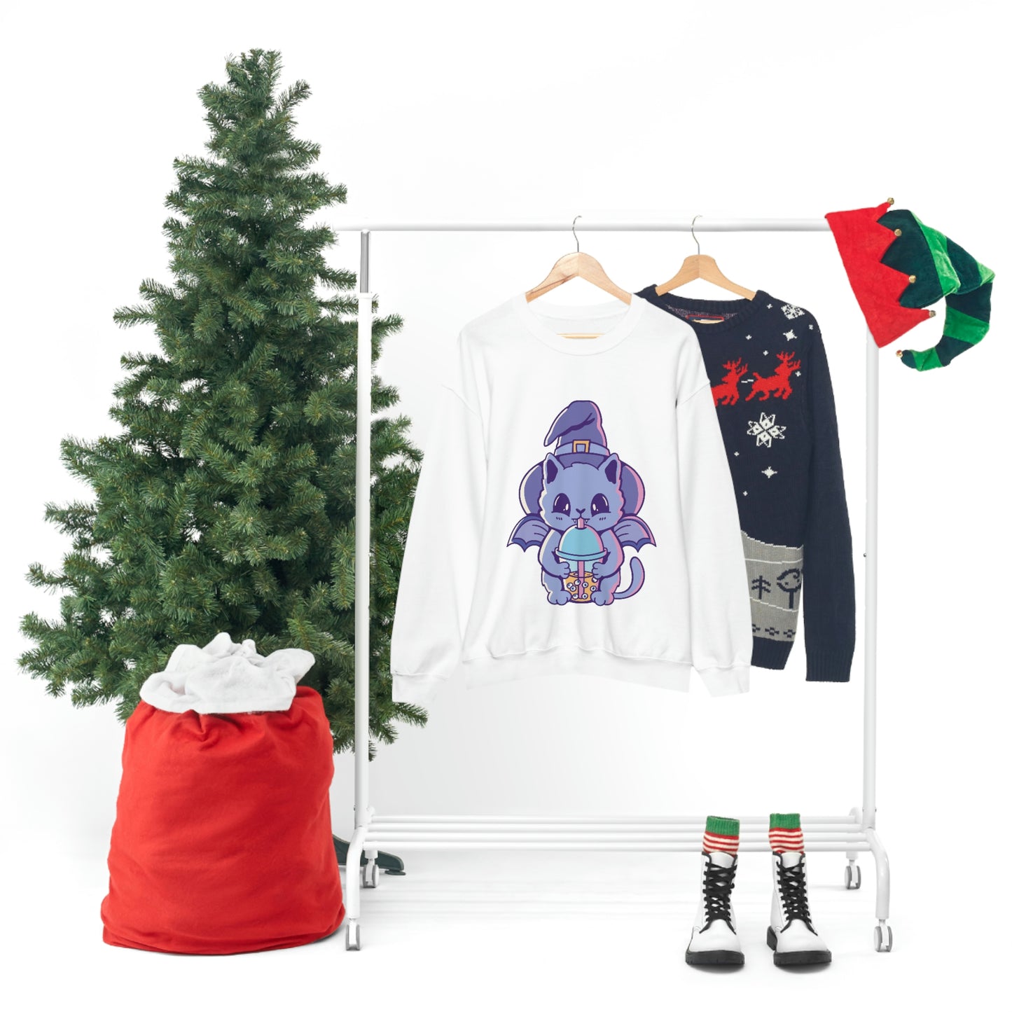 Pastel Goth Cat Witch, Goth Aesthetic Sweatshirt