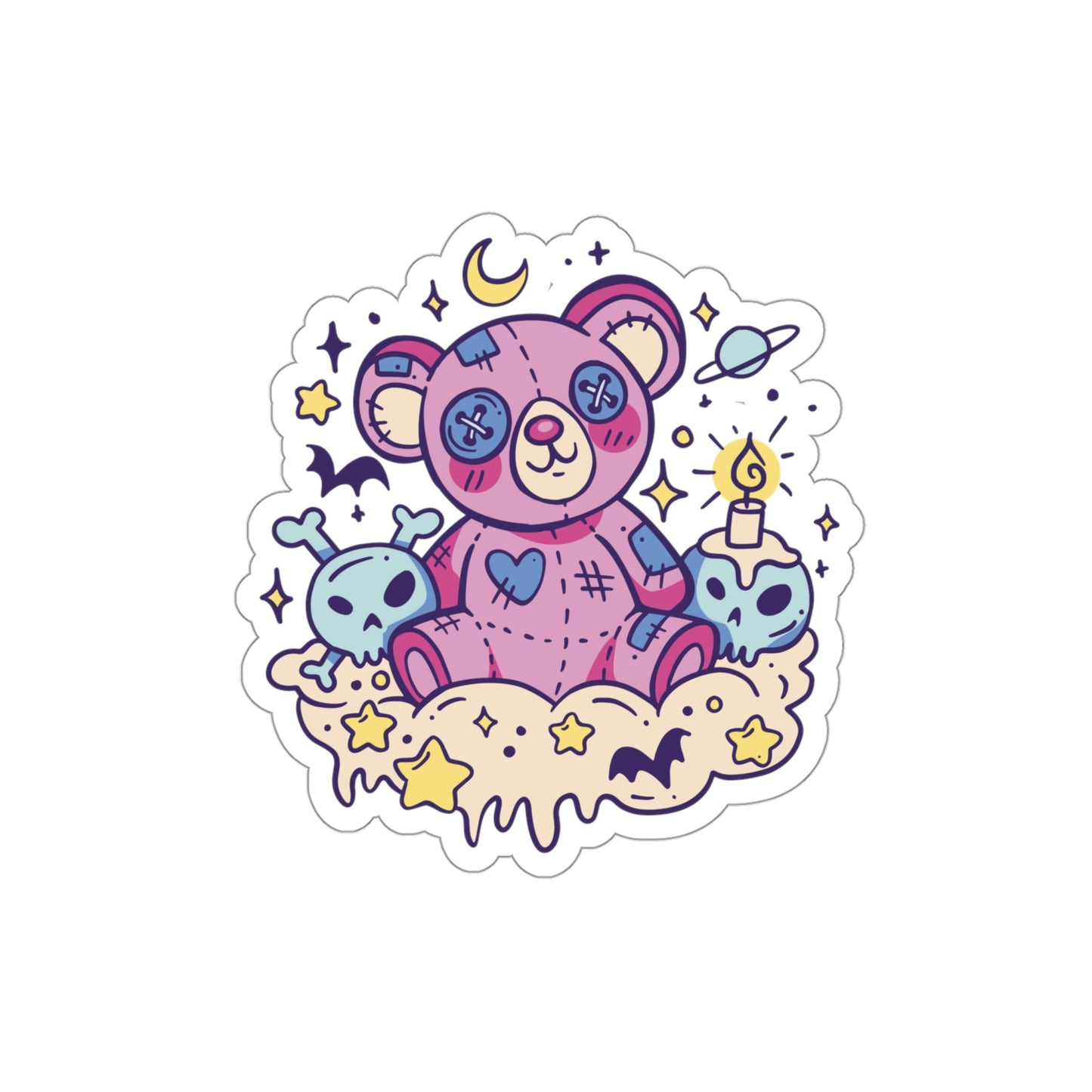 Kawaii Pastel Goth Teddy Bear Sticker