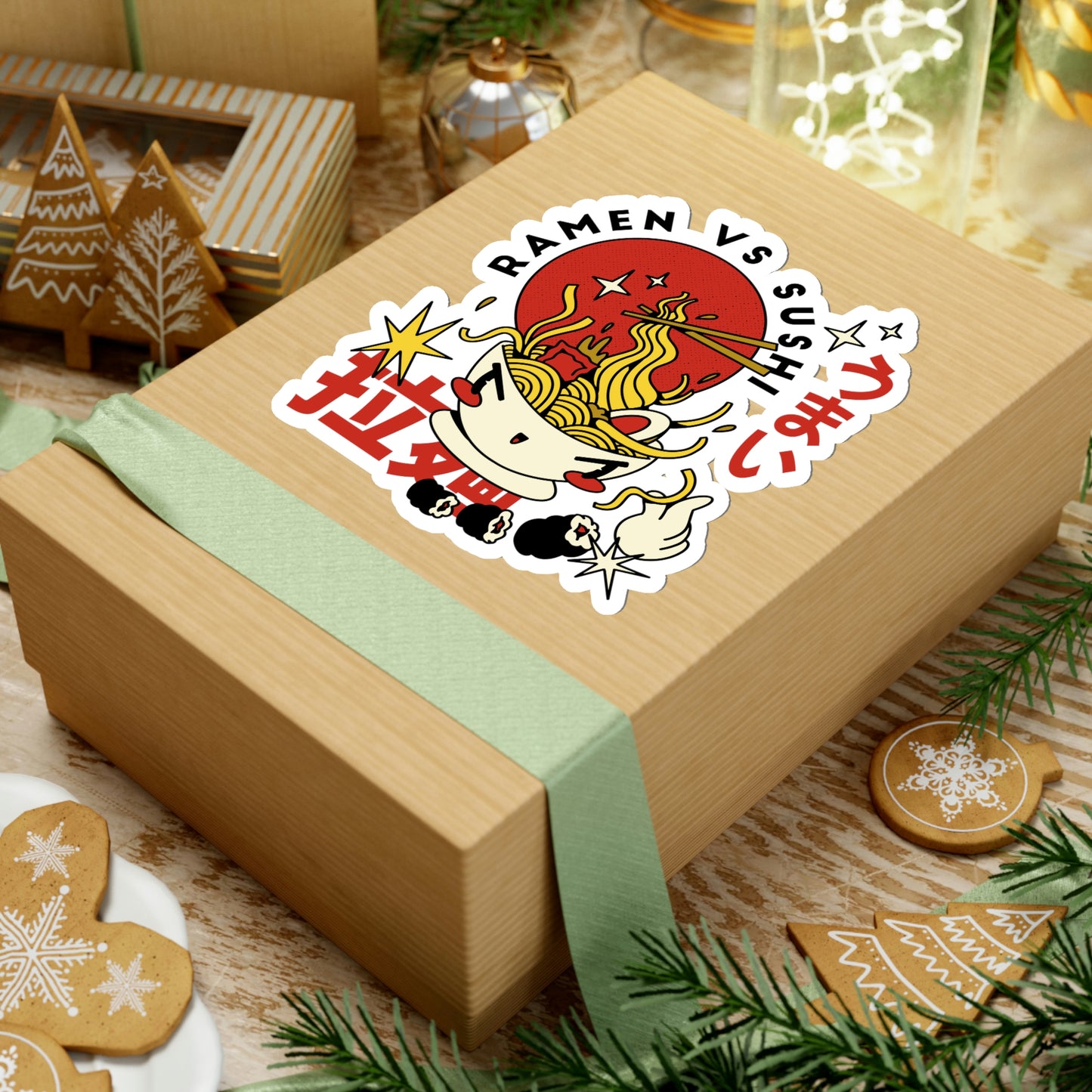 Japanese Aesthetic Ramen Vs Sushi Sticker