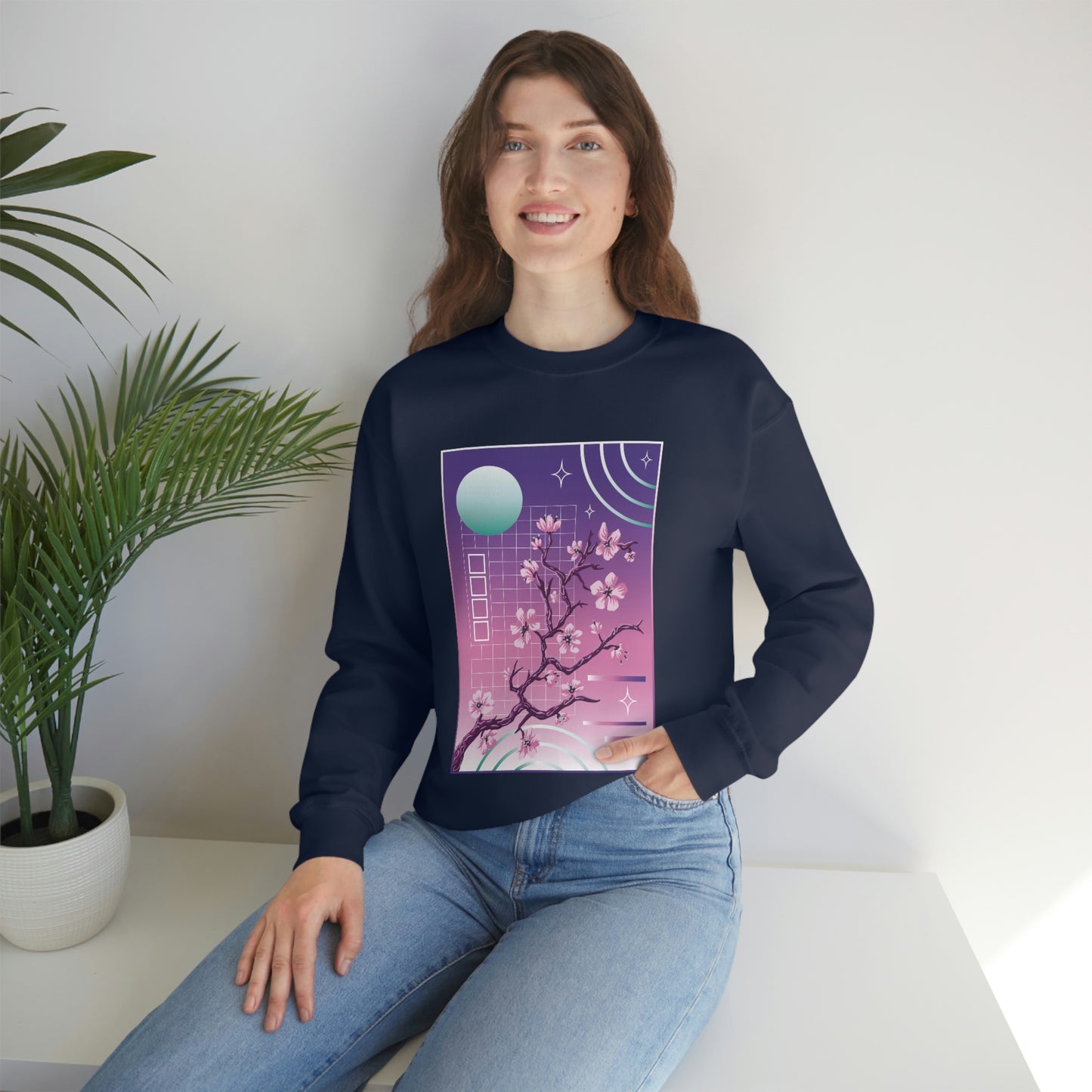 Indie Japanese Art, Japan Streeetwear Retro, Japanese Aesthetic Blossom Sweatshirt
