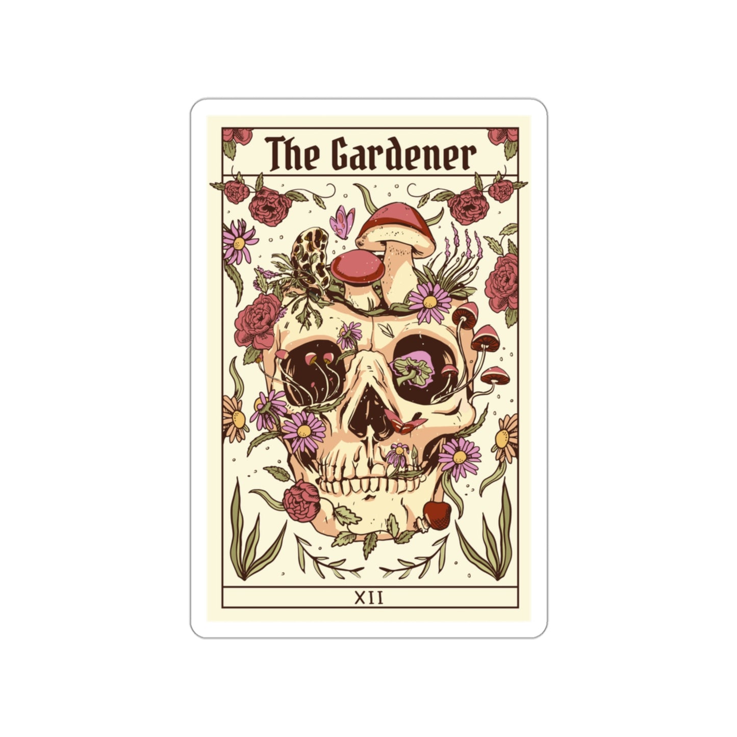 Tarot Card The Gardener Skull Sticker