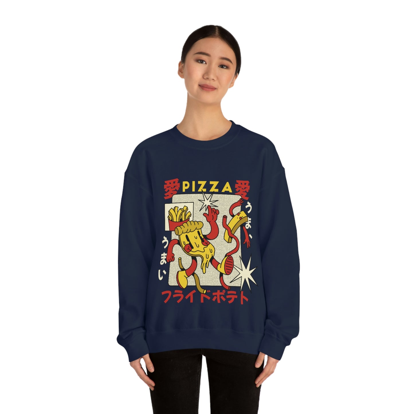 Japanese Aesthetic Pizza Cartoon Sweatshirt