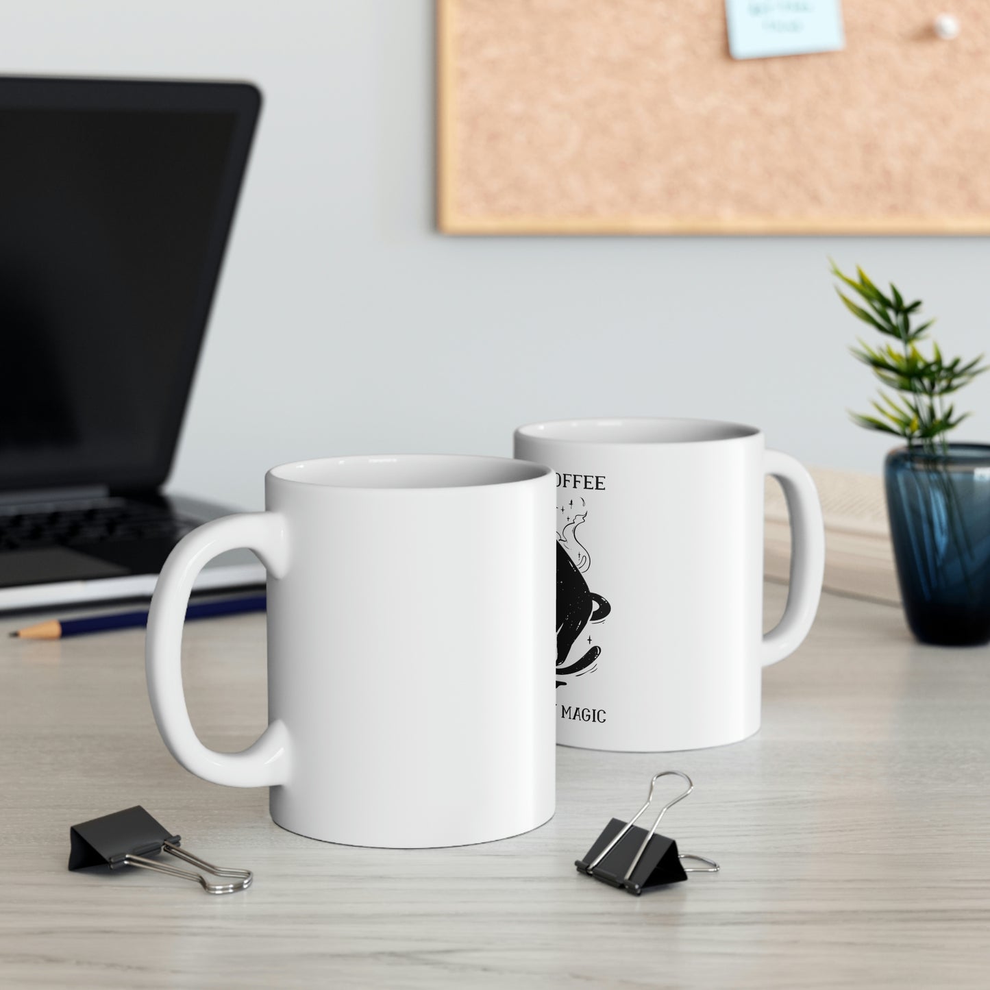 I Like My Coffee How I Like My Magic Cat Goth Aesthetic White Ceramic Mug