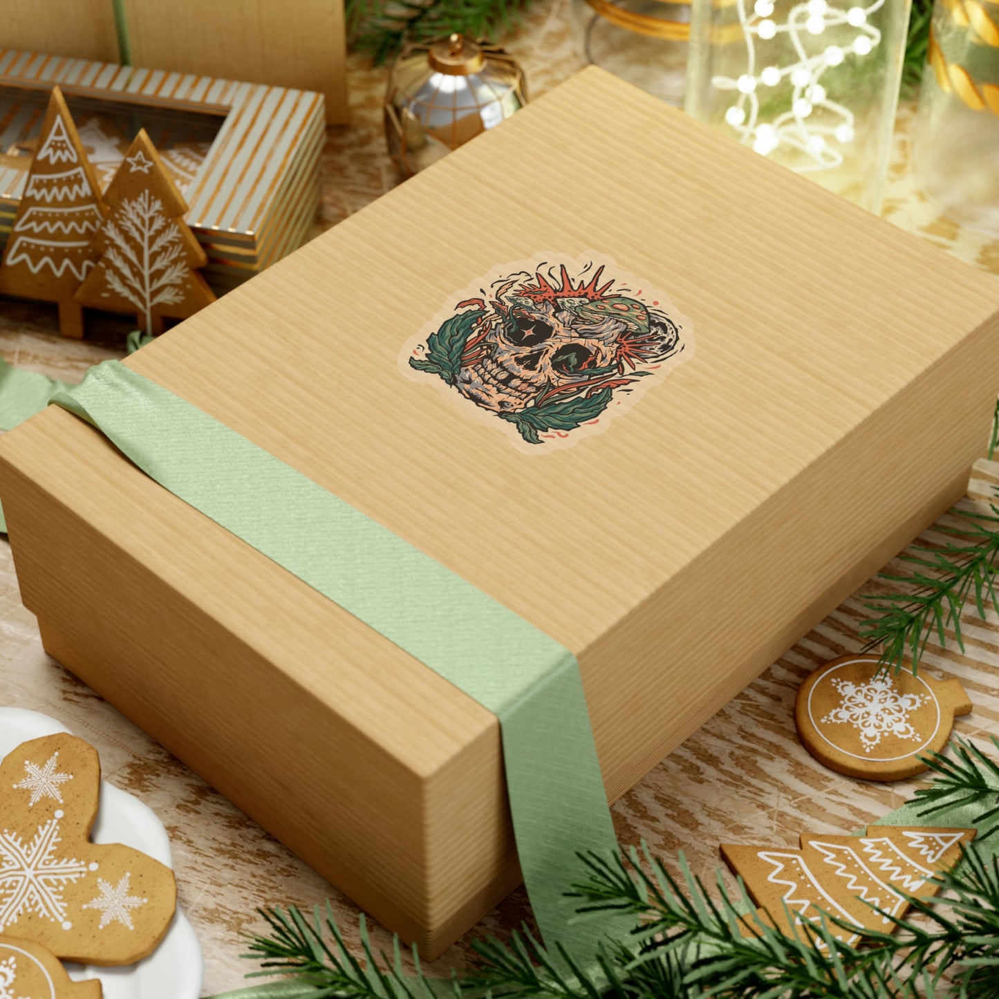 Cottagecore Skull and Mushrooms Floral Sticker