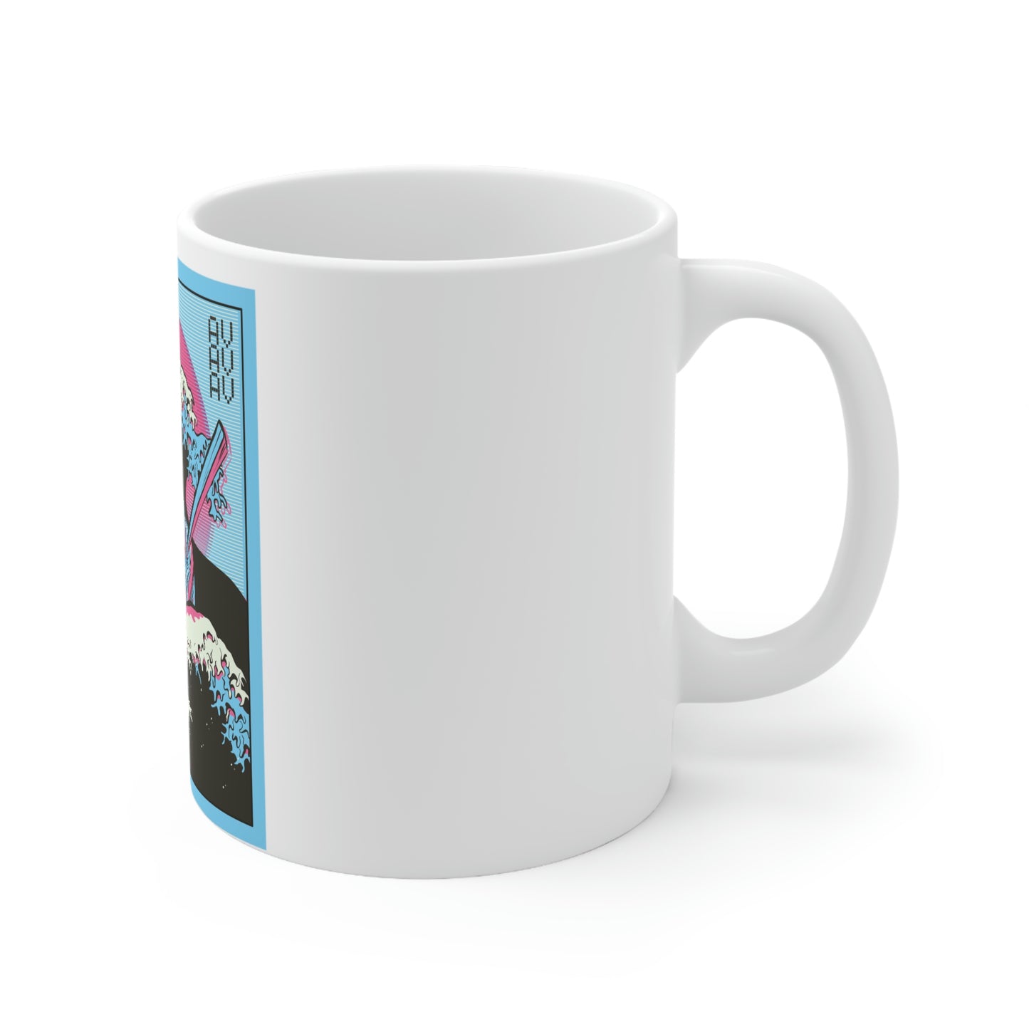 Japanese Aesthetic Ramen Wave Retrowave White Ceramic Mug 11oz