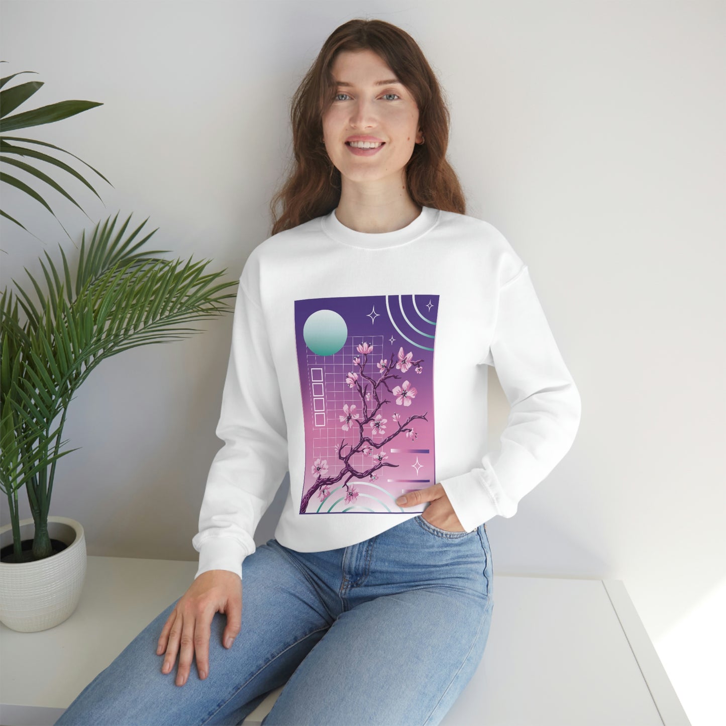 Indie Japanese Art, Japan Streeetwear Retro, Japanese Aesthetic Blossom Sweatshirt