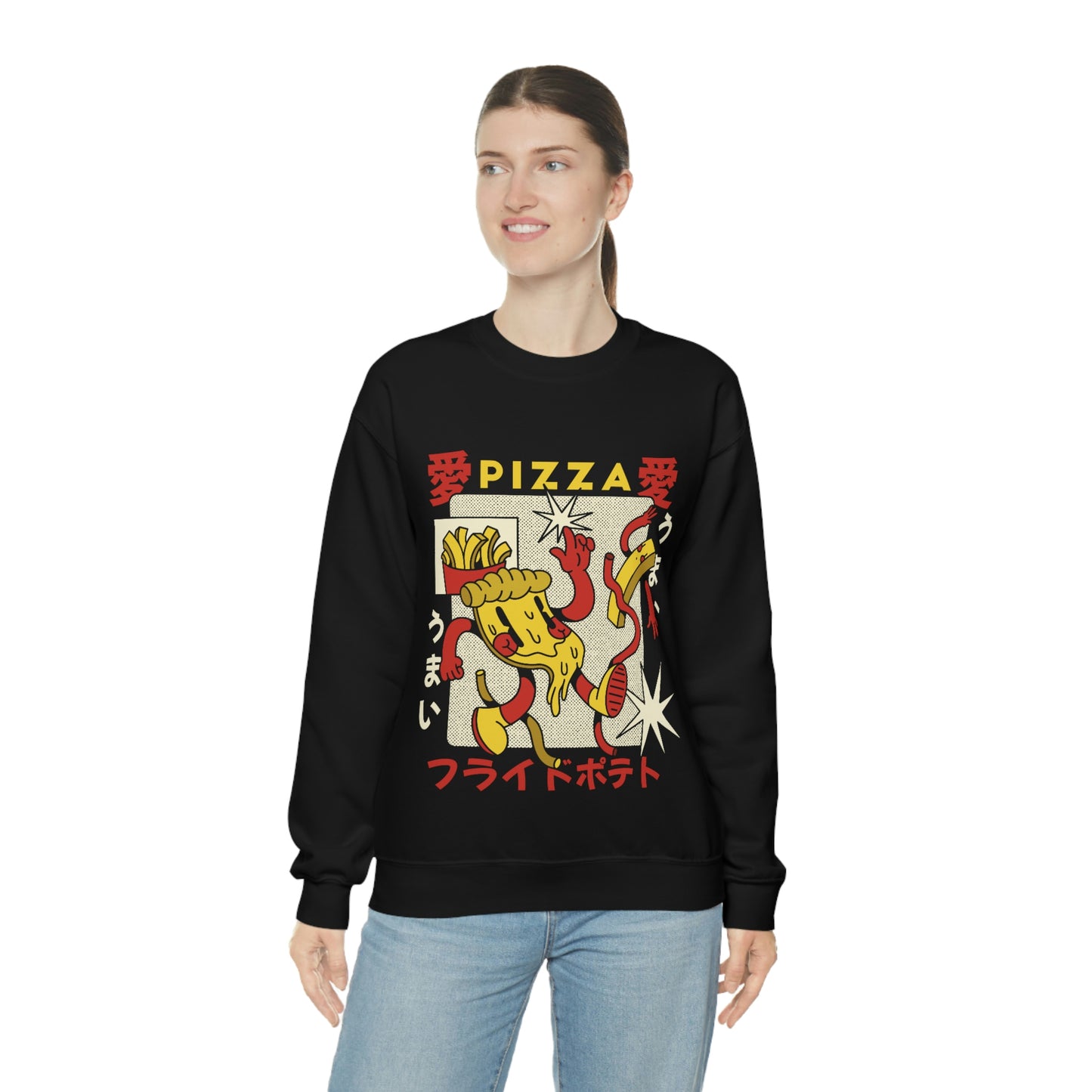 Japanese Aesthetic Pizza Cartoon Sweatshirt