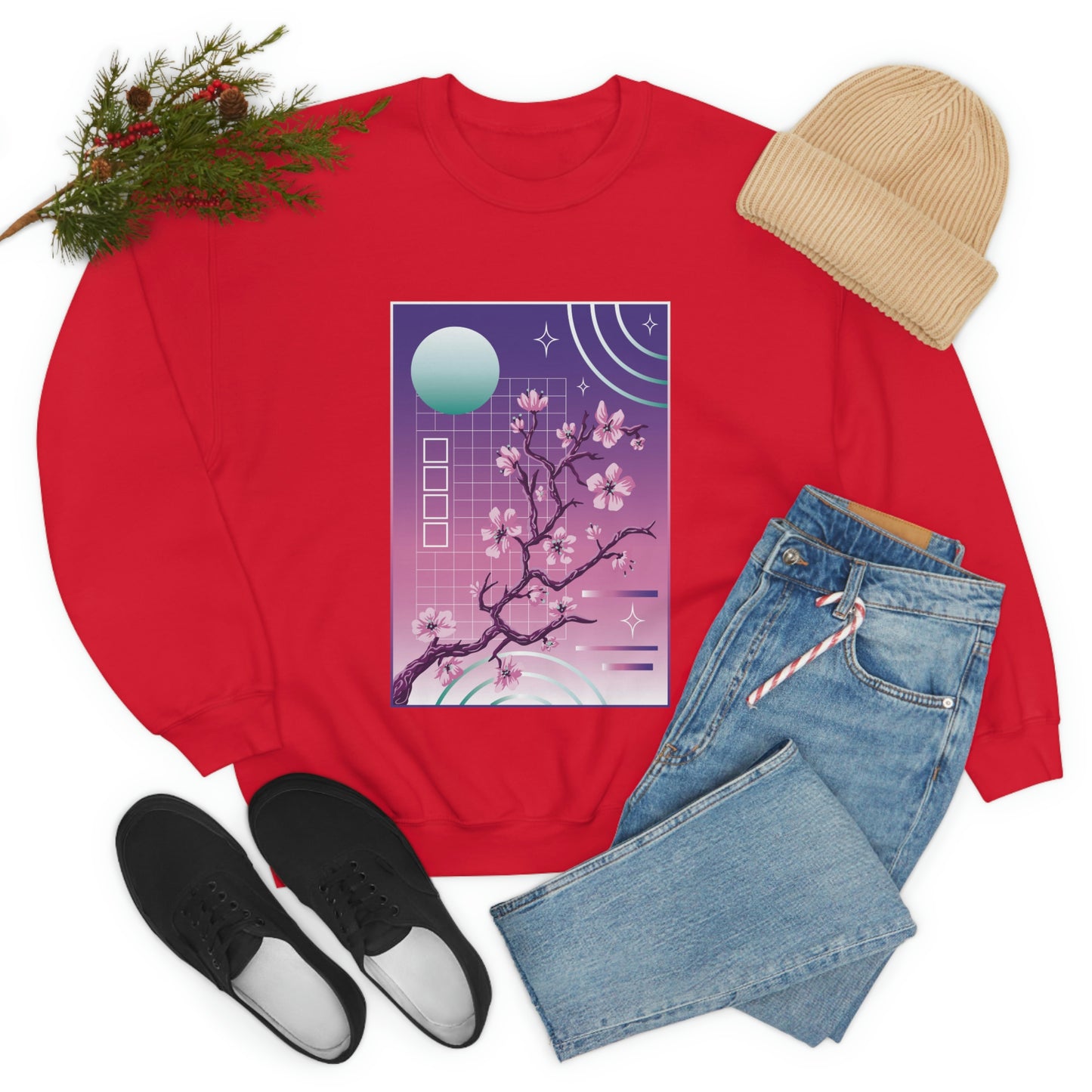 Indie Japanese Art, Japan Streeetwear Retro, Japanese Aesthetic Blossom Sweatshirt