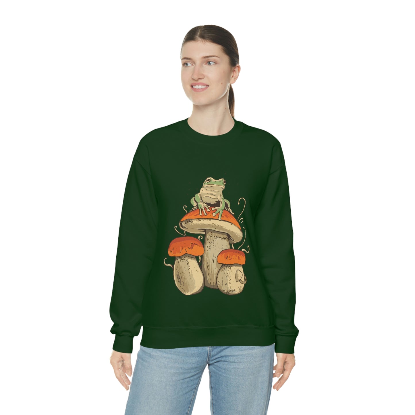 Cottagecore Aesthetic Mushrooms and Frog Sweatshirt