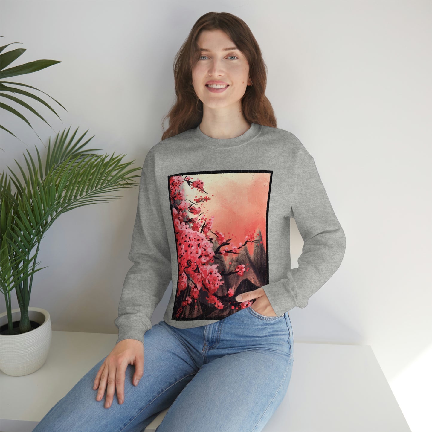 Indie Japanese Art, Japan Streeetwear Retro, Japanese Aesthetic Blossom Sweatshirt