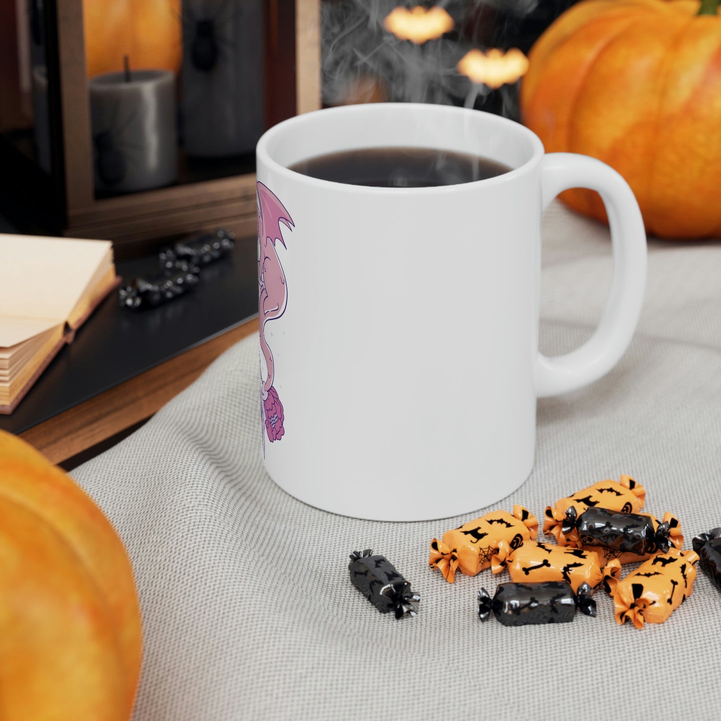 Pastel Goth Dragons, Goth Aesthetic White Ceramic Mug