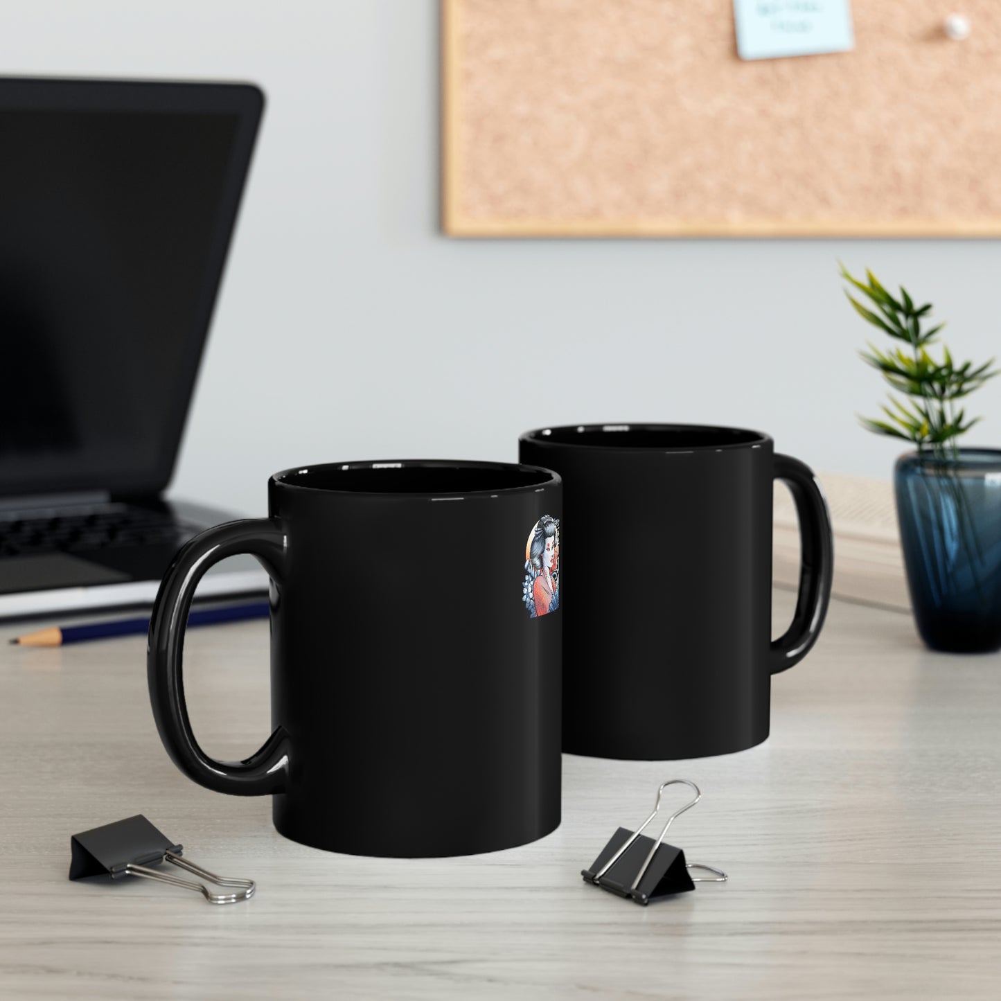 Indie Japanese Art, Japan Streeetwear Geisha 11oz Black Mug
