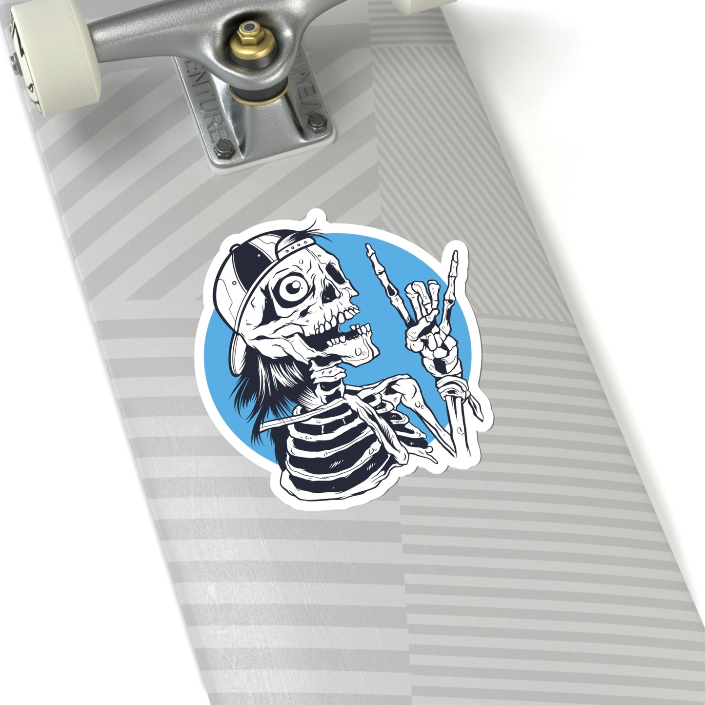 Skeleton Rock Sign Skater Sticker