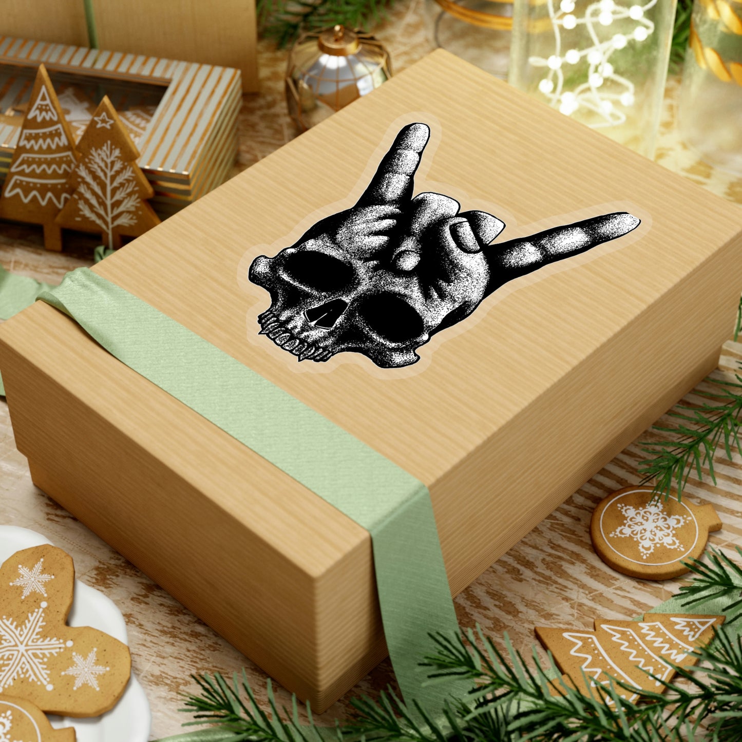 Heavy Metal Skull Rock Sign Sticker