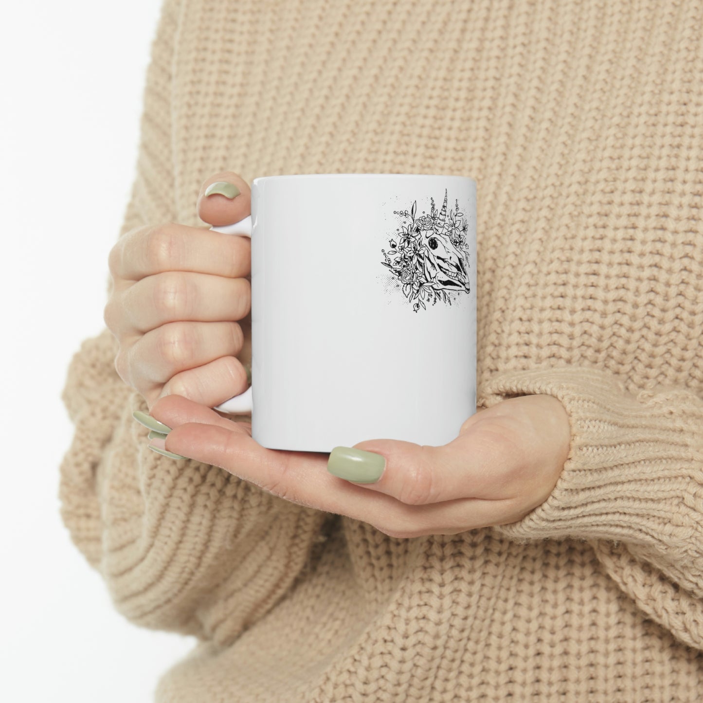 Unicorn Skull Goth Aesthetic White Ceramic Mug