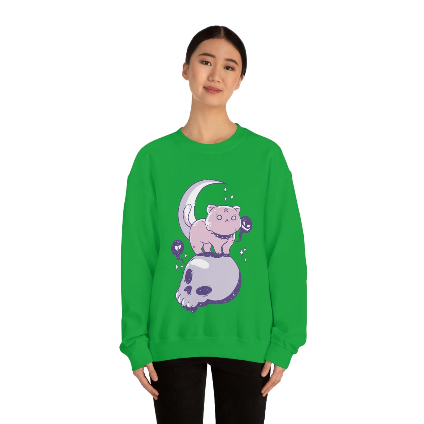 Pastel Goth Cat On Skull Goth Aesthetic Sweatshirt
