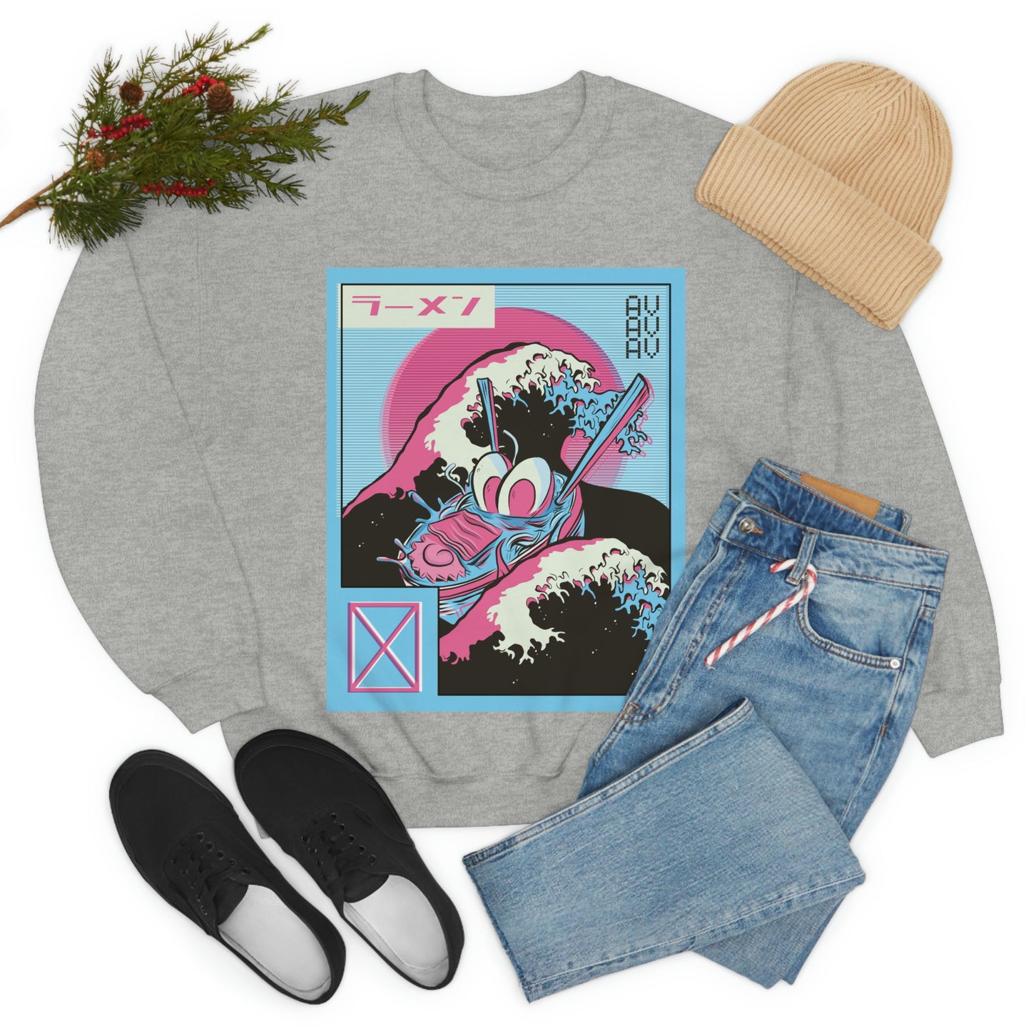 Japanese Aesthetic Ramen Wave Retrowave Sweatshirt