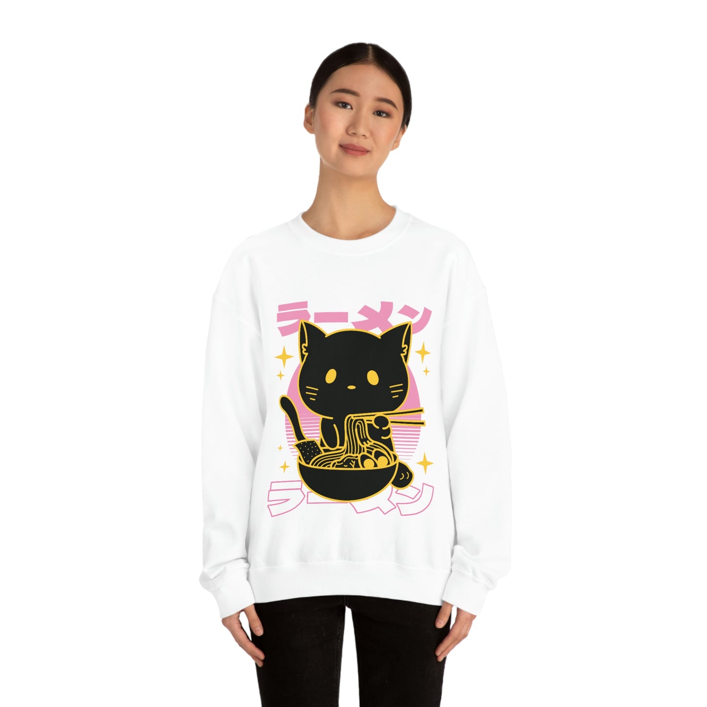 Kawaii Sweatshirt, Kawaii Clothing, Kawaii Clothes, Yami Kawaii Aesthetic, Pastel Kawaii Sweatshirt Cat Ramen Sweater Sweatshirt
