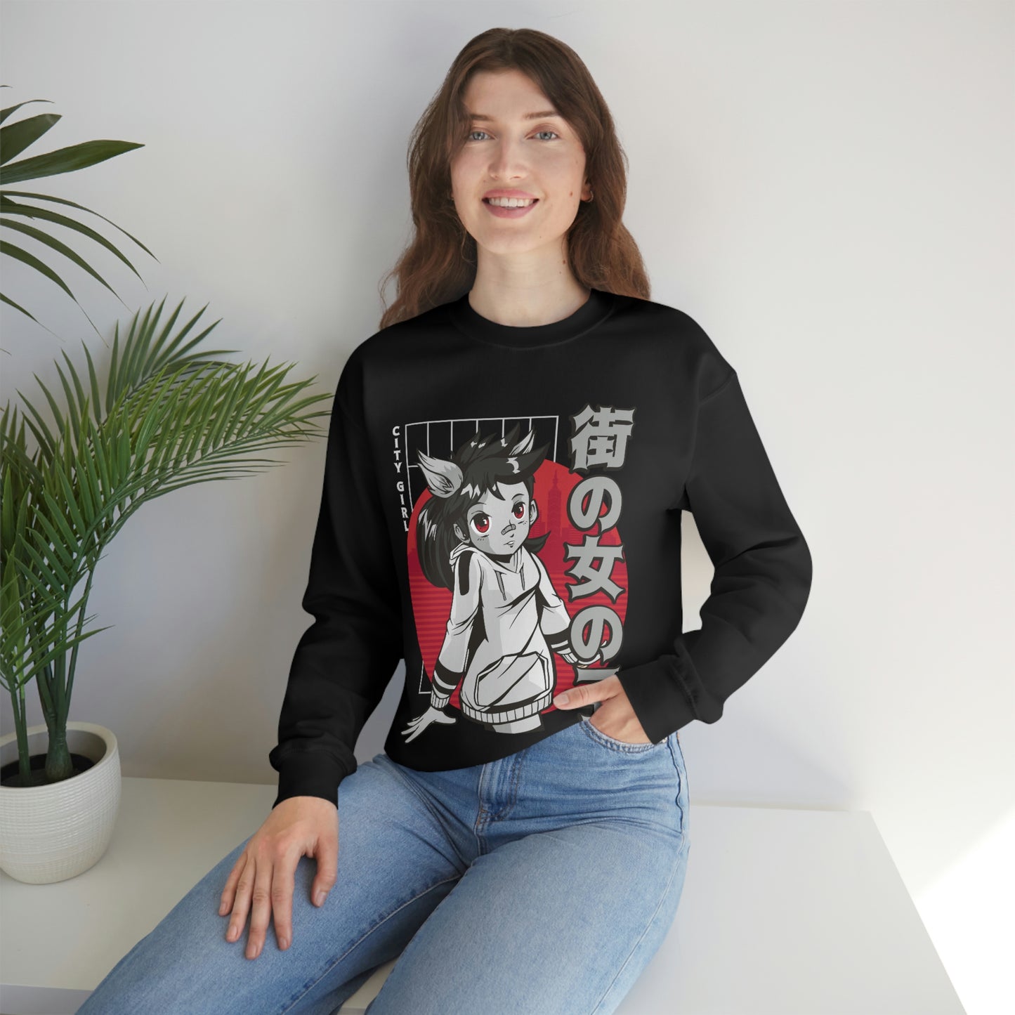 Japanese Aesthetic Anime City Girl Sweatshirt