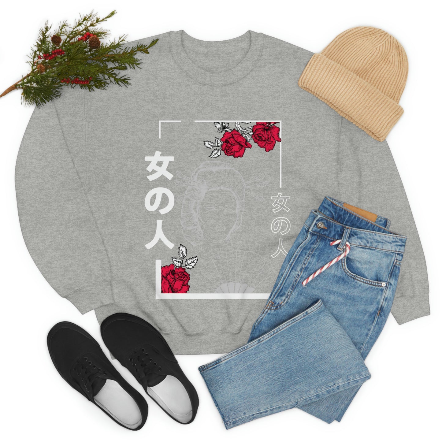 Indie Art Japanese Aesthetic Line Art Geisha Sweatshirt