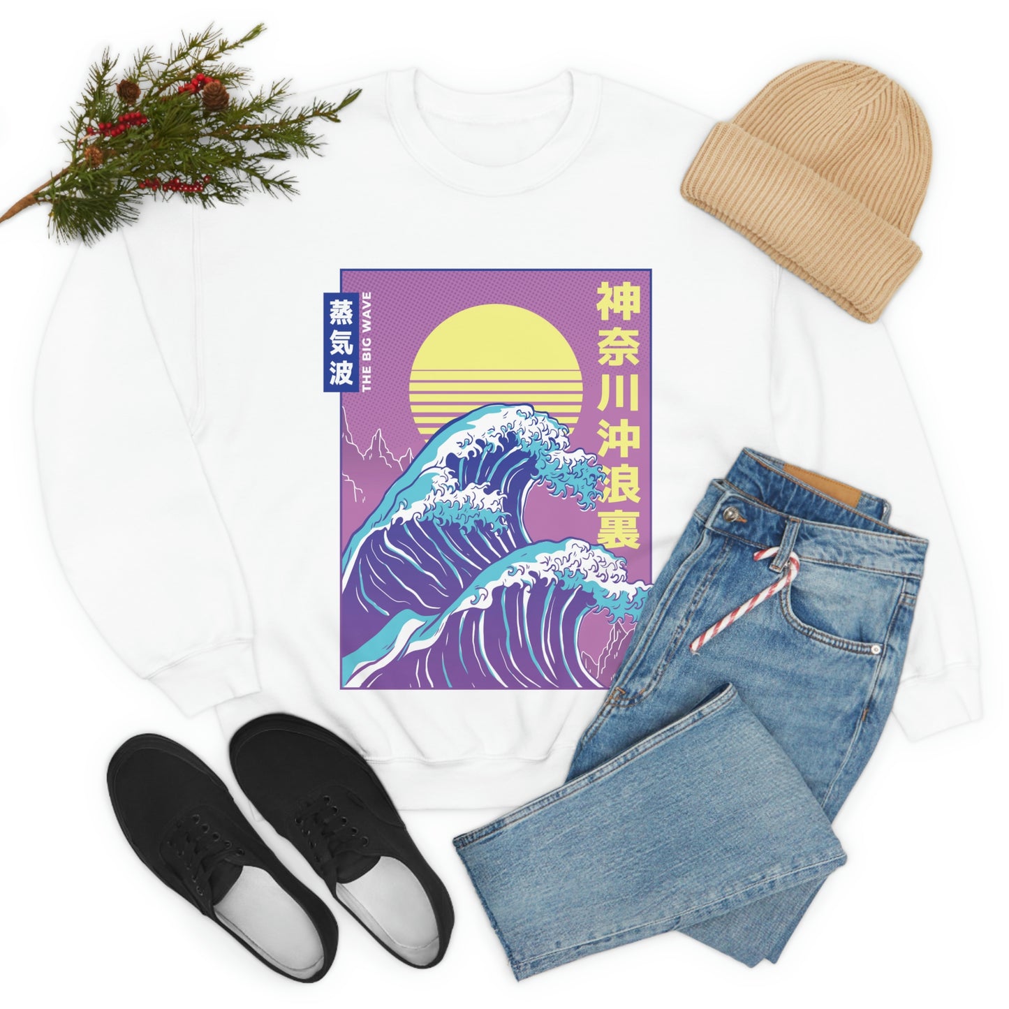 Japanese Aesthetic Vaporwave The Great Wave off Kanagawa Sweatshirt