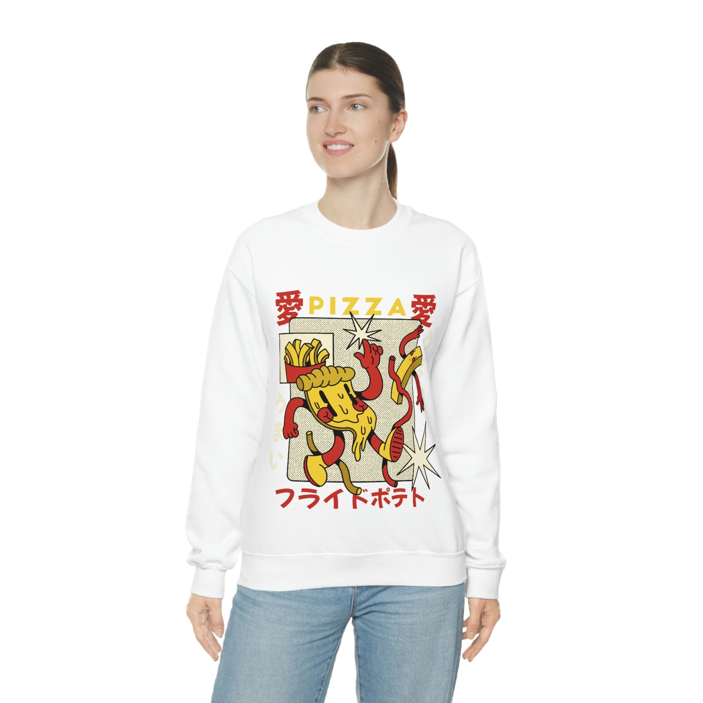 Japanese Aesthetic Pizza Cartoon Sweatshirt