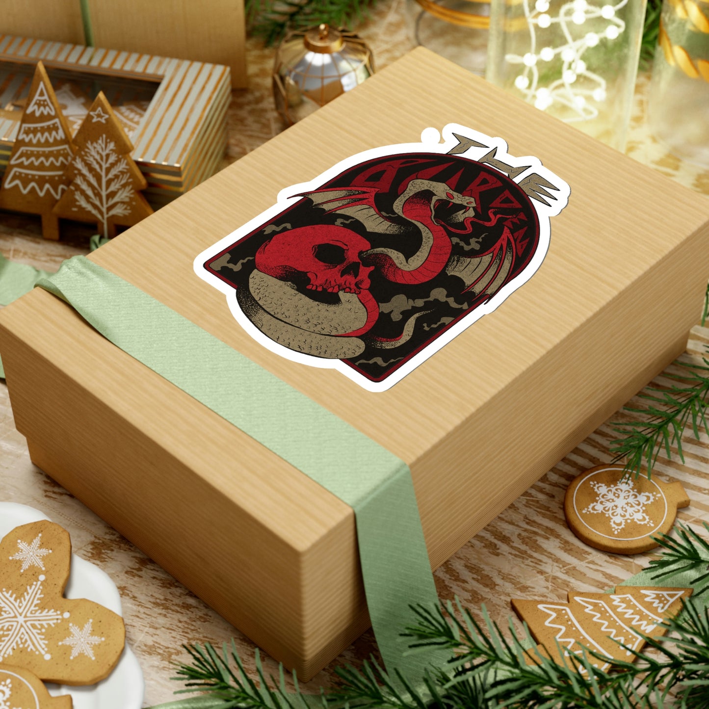 Snake and skull grunge Sticker