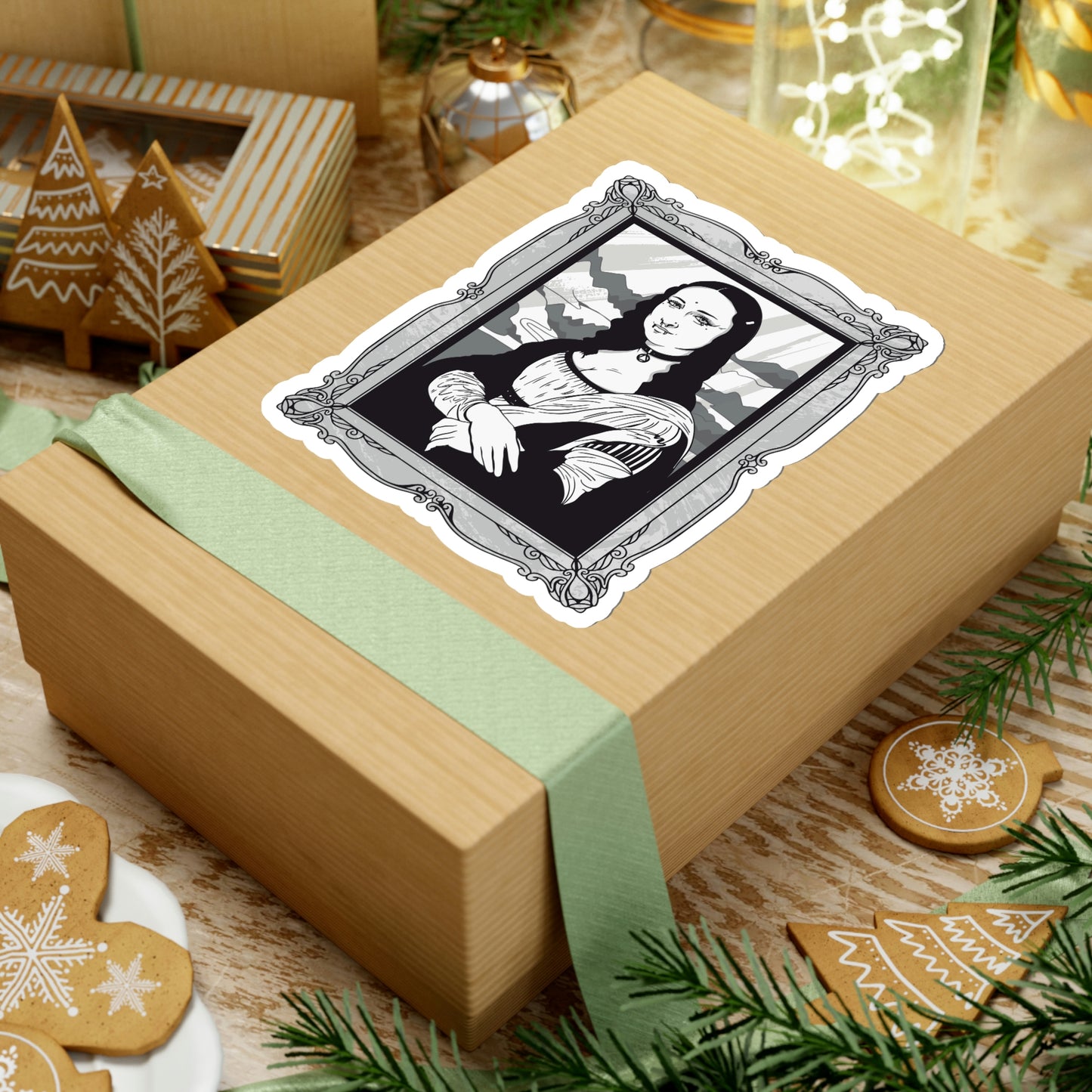 Mona Lisa in Goth Style, Gothic Aesthetic Sticker