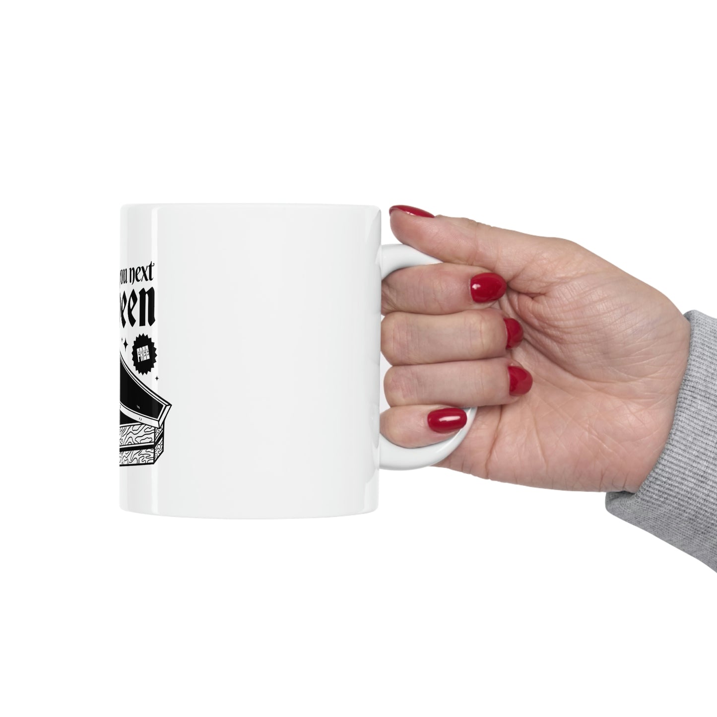 See you next Halloween Skeleton In Coffin White Ceramic Mug