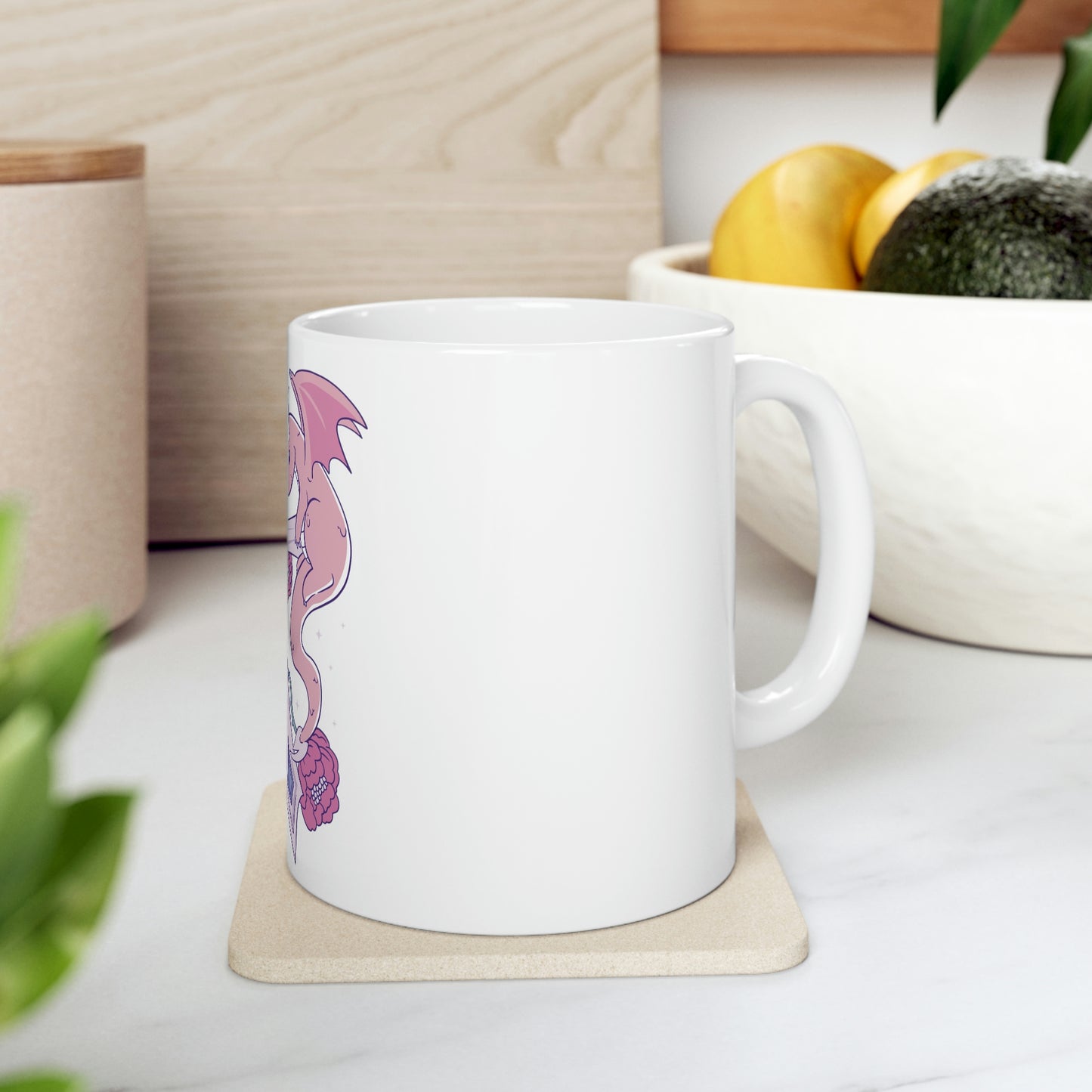 Pastel Goth Dragons, Goth Aesthetic White Ceramic Mug