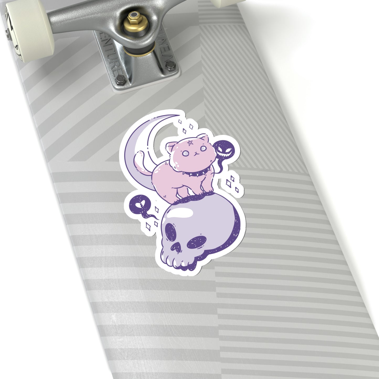 Pastel Goth Cat On Skull Goth Aesthetic Sticker