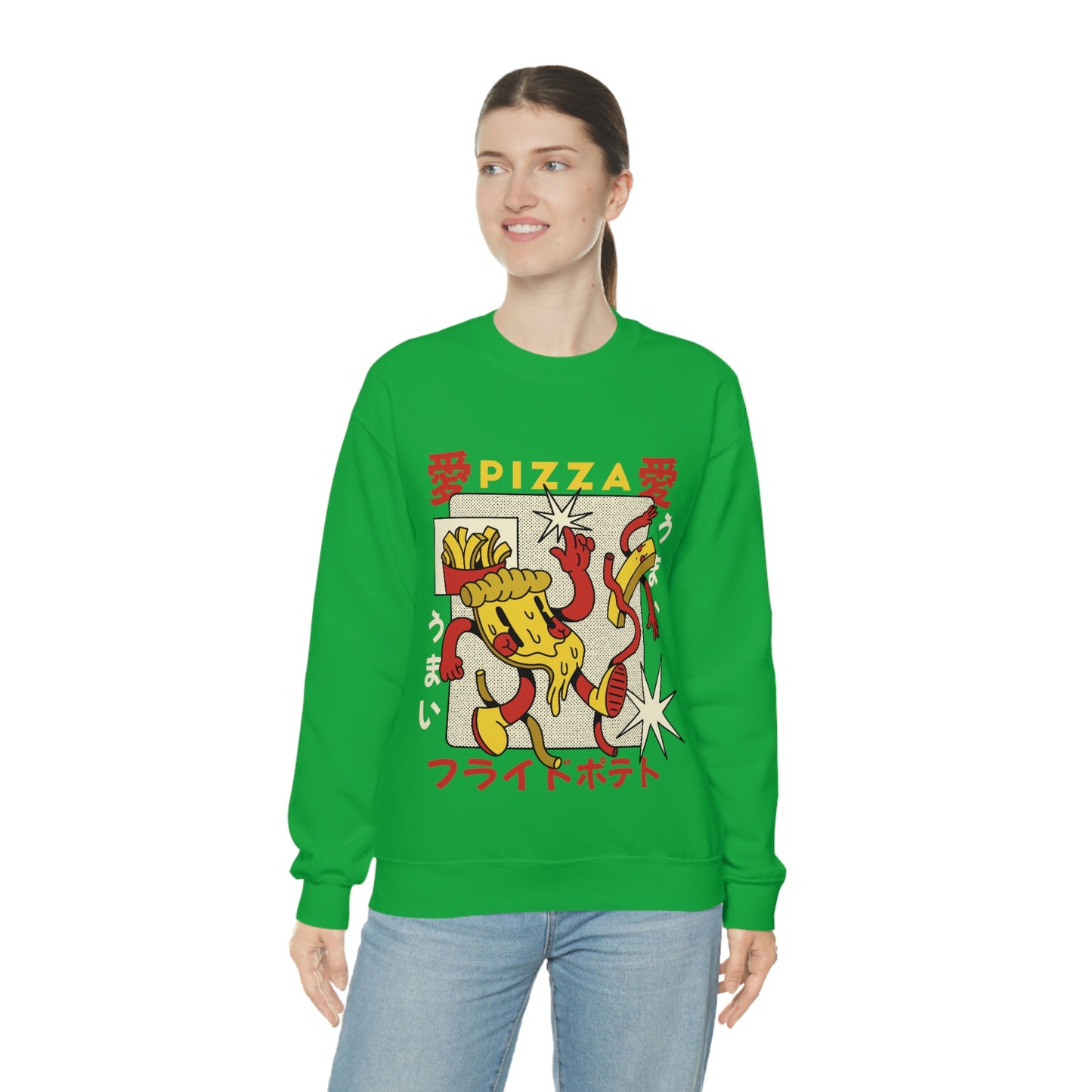 Japanese Aesthetic Pizza Cartoon Sweatshirt