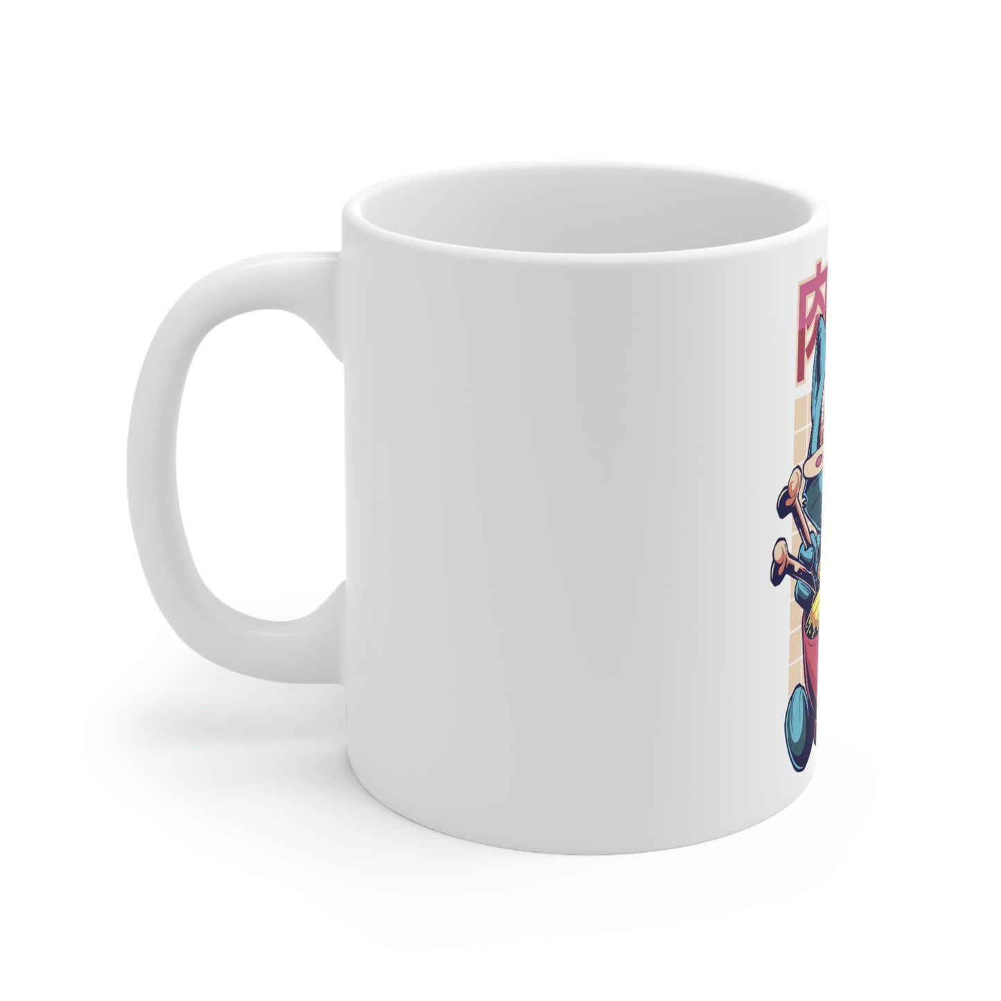 Kawaii Aesthetic Cute Cat White Ceramic Mug 11oz