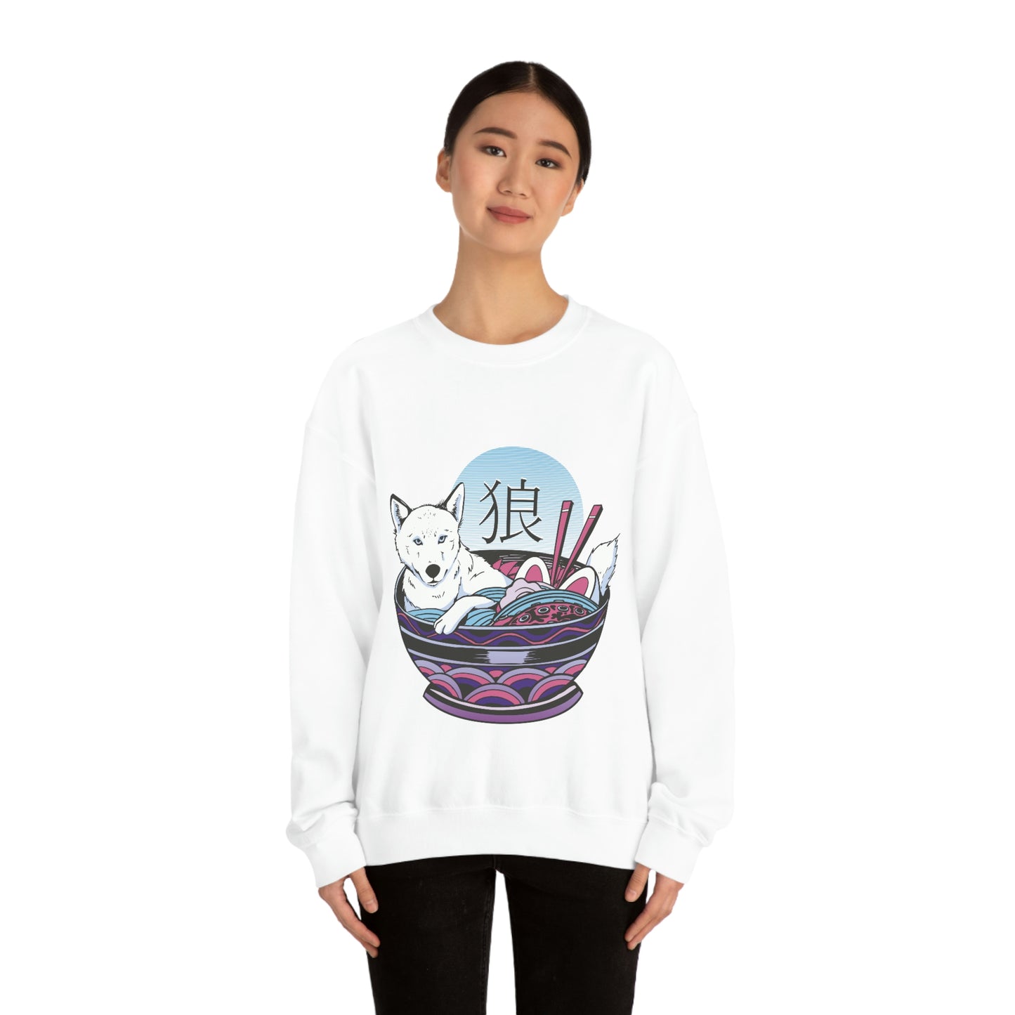 Retrowave Wolf In Ramen, Vaporwave Sweatshirt