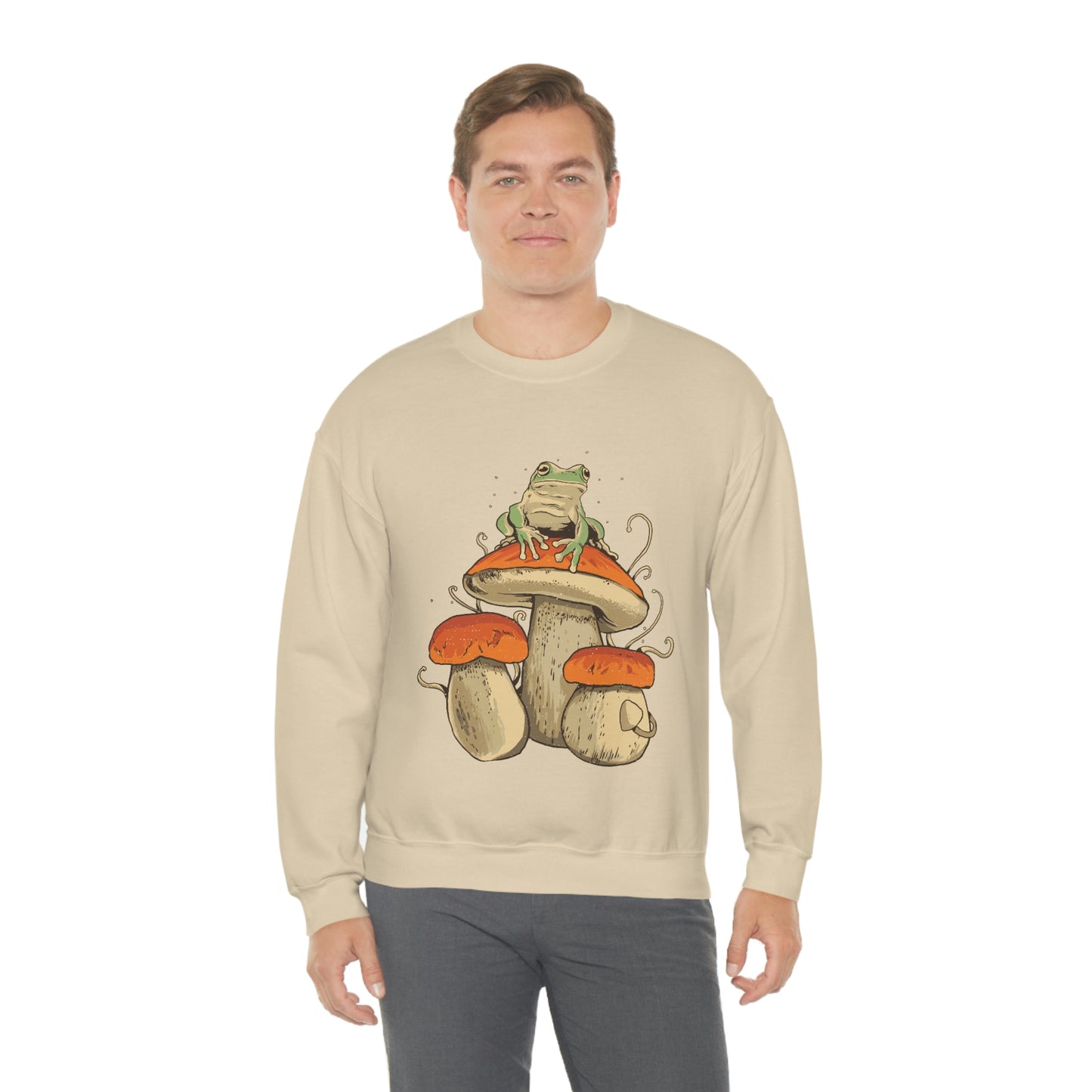 Cottagecore Aesthetic Mushrooms and Frog Sweatshirt