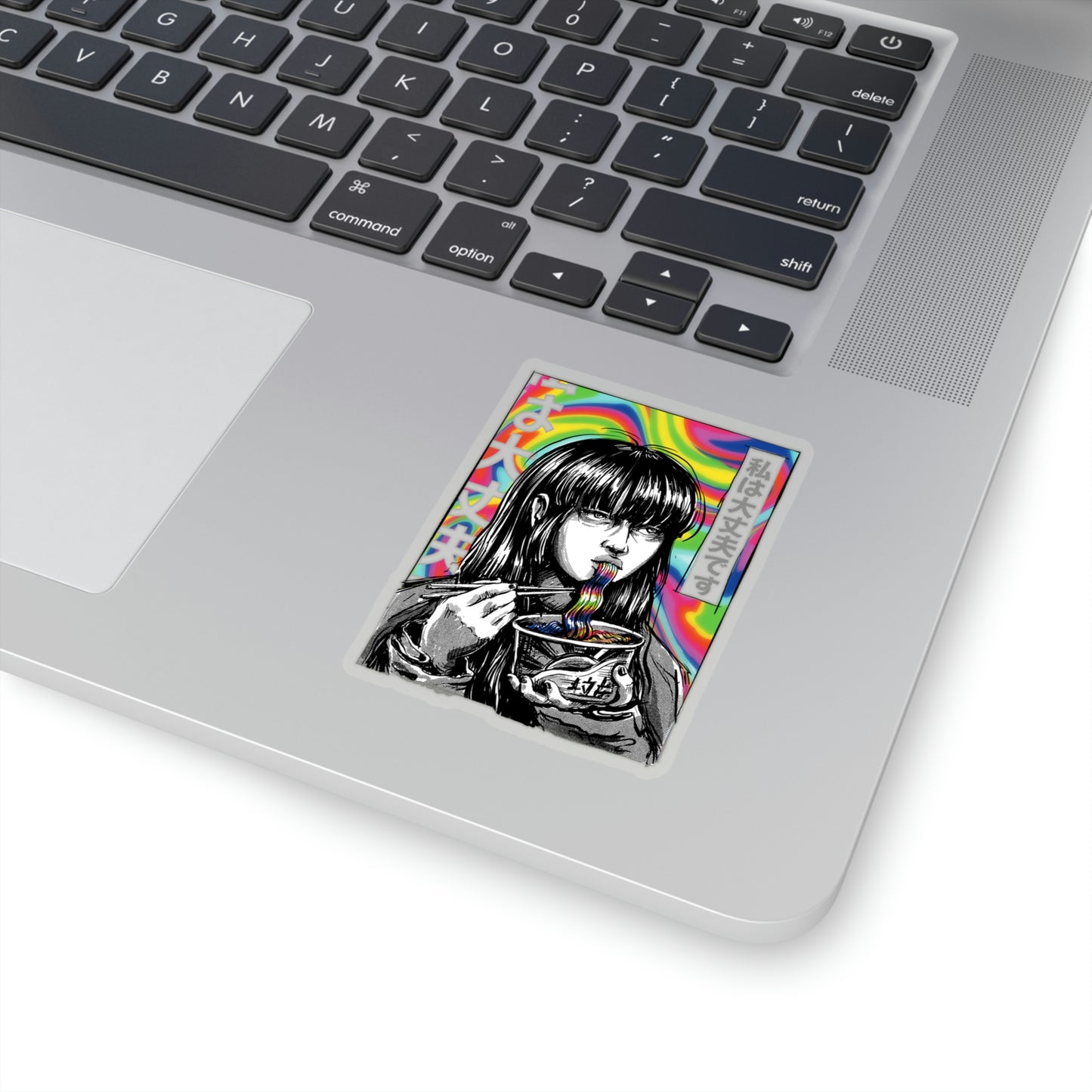 Japan Comic Psychedelic Girl Eating Ramen Sticker