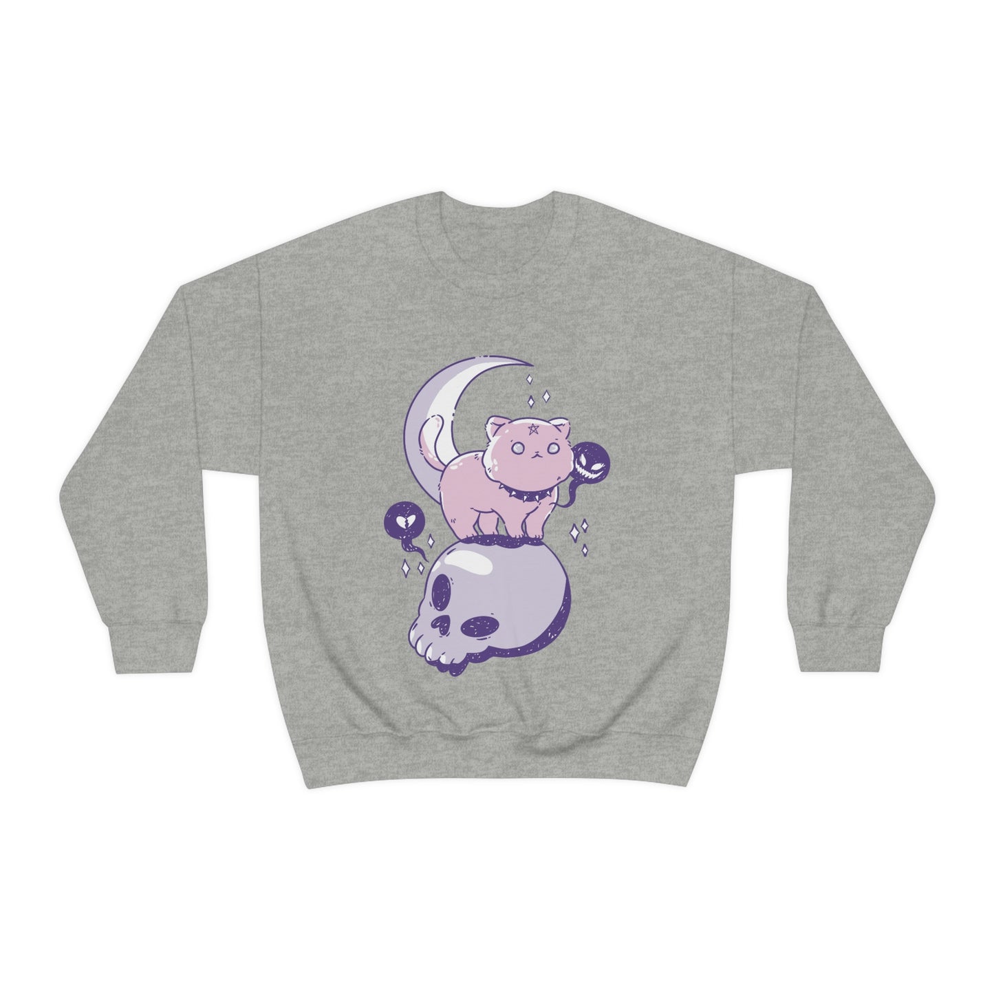 Pastel Goth Cat On Skull Goth Aesthetic Sweatshirt