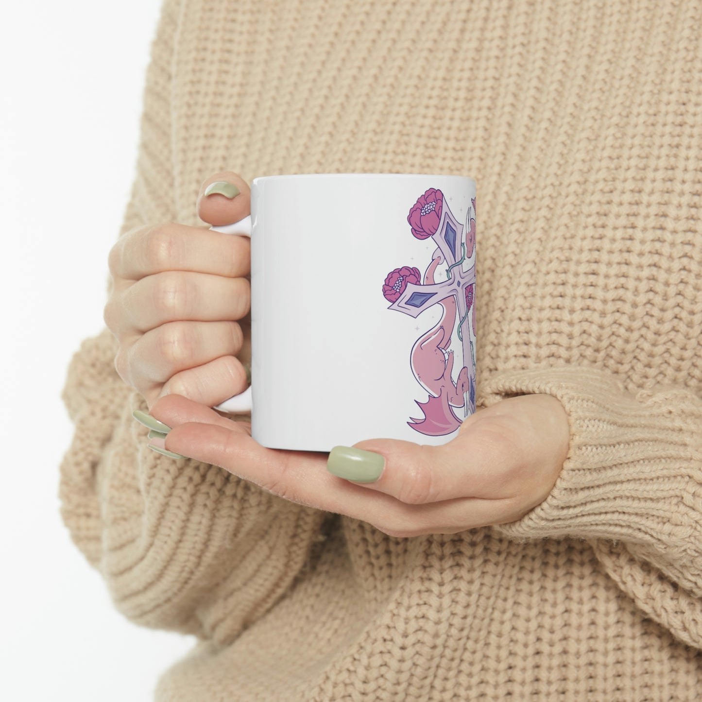 Pastel Goth Dragons, Goth Aesthetic White Ceramic Mug