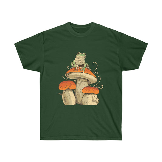 Cottagecore Aesthetic Mushrooms and Frog T-Shirt