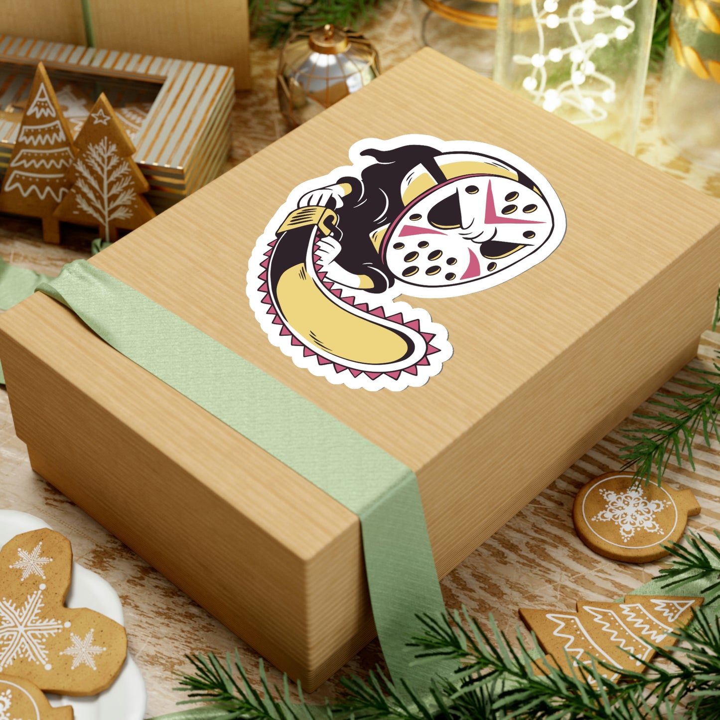 Grim Reaper With Hockey Mask Cartoon Goth Aesthetic Sticker