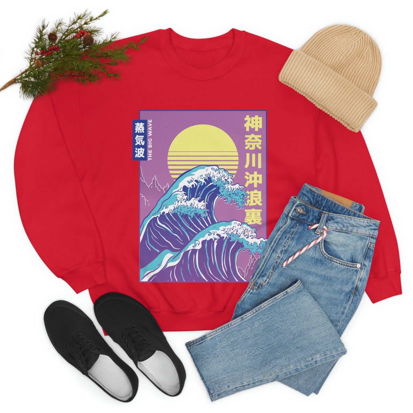 Japanese Aesthetic Vaporwave The Great Wave off Kanagawa Sweatshirt