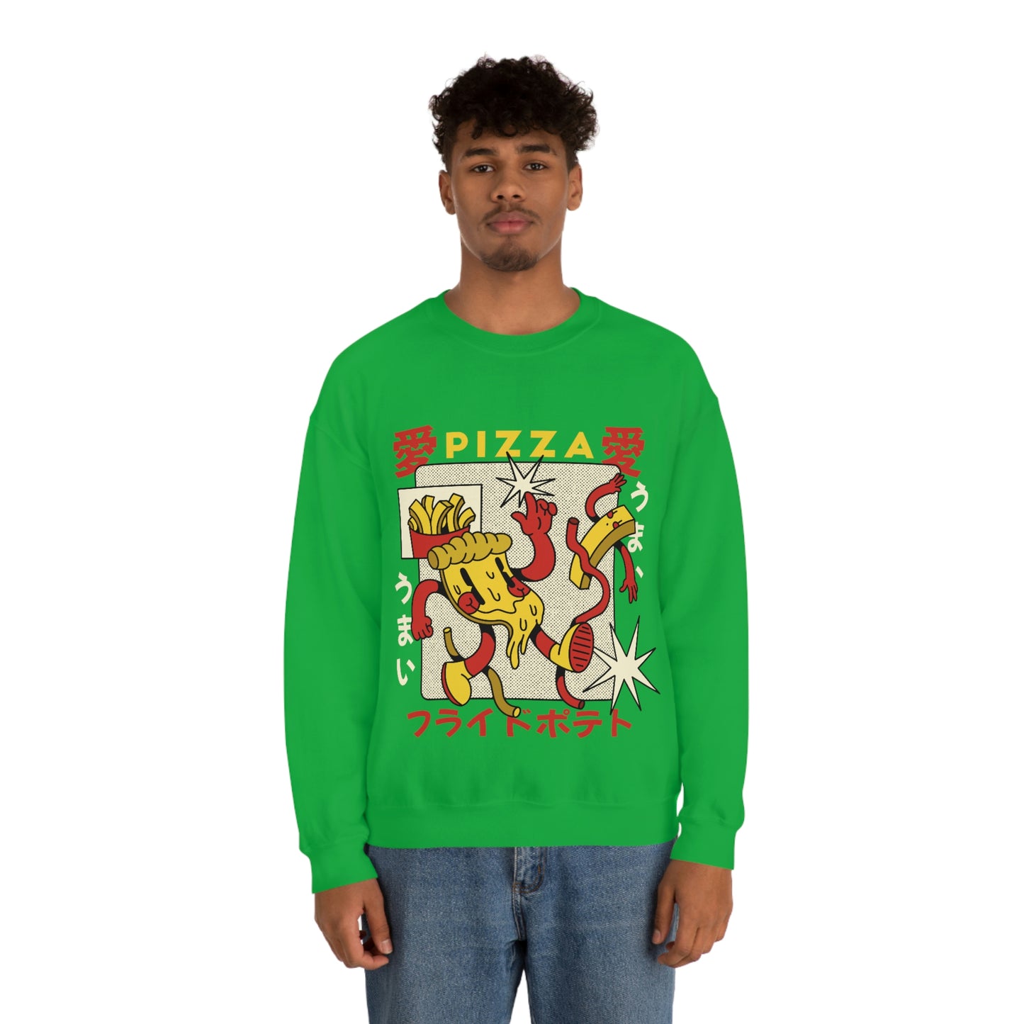 Japanese Aesthetic Pizza Cartoon Sweatshirt