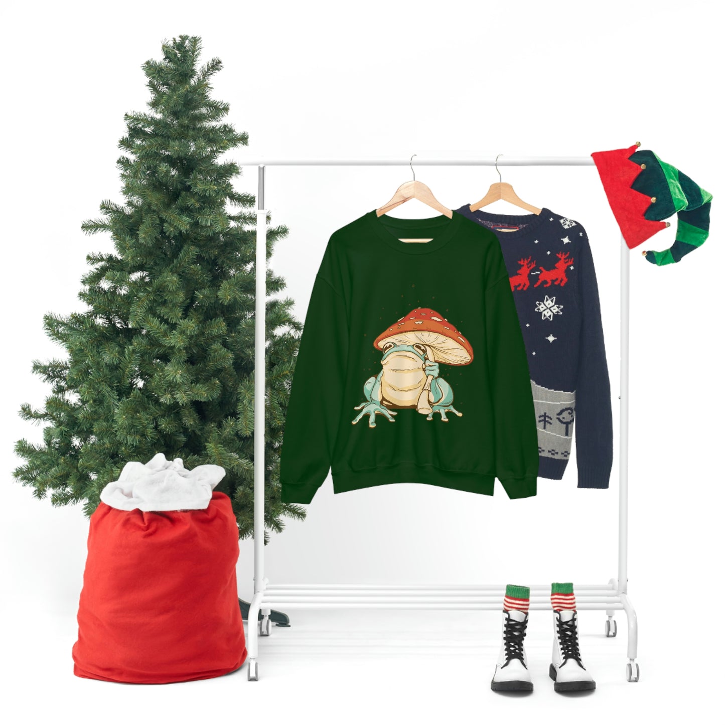 Cottagecore Aesthetic Mushrooms and Frog Sweatshirt