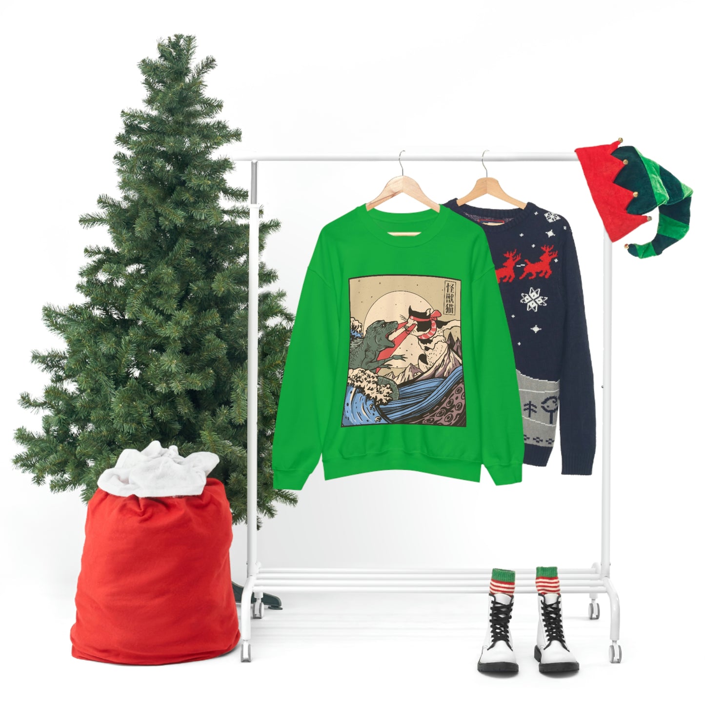 Indie Japanese Art Kaiju Vs Cat Sweatshirt