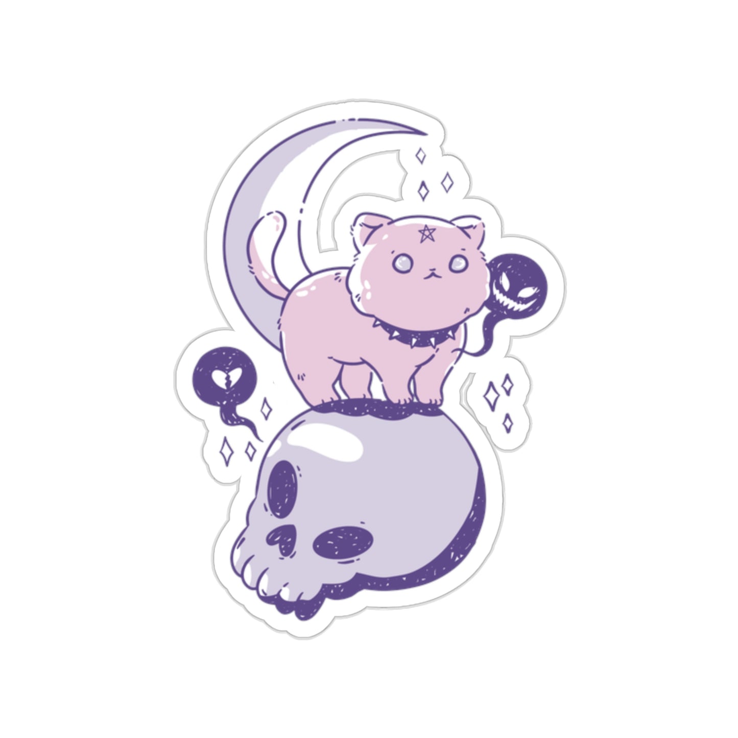 Pastel Goth Cat On Skull Goth Aesthetic Sticker