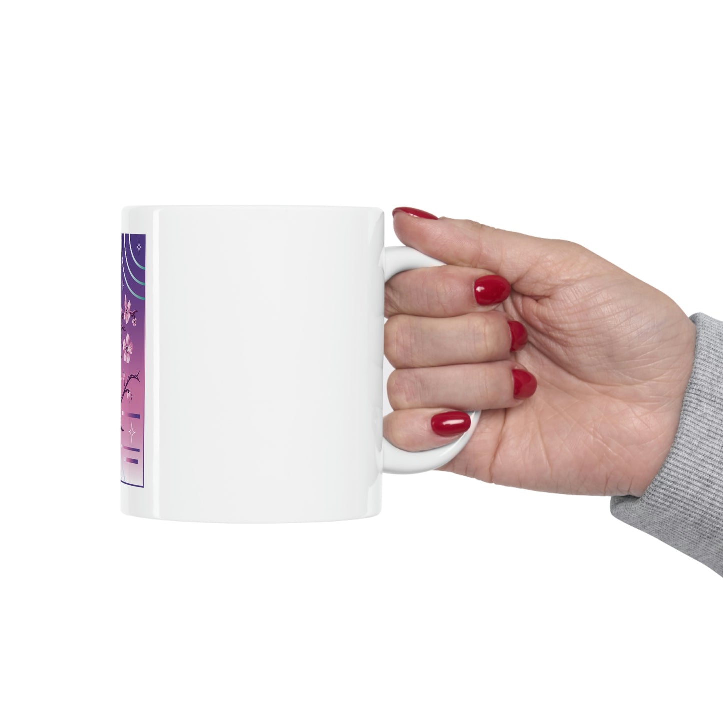 Indie Japanese Art, Japan Streeetwear Retro, Japanese Aesthetic Blossom White Ceramic Mug 11oz