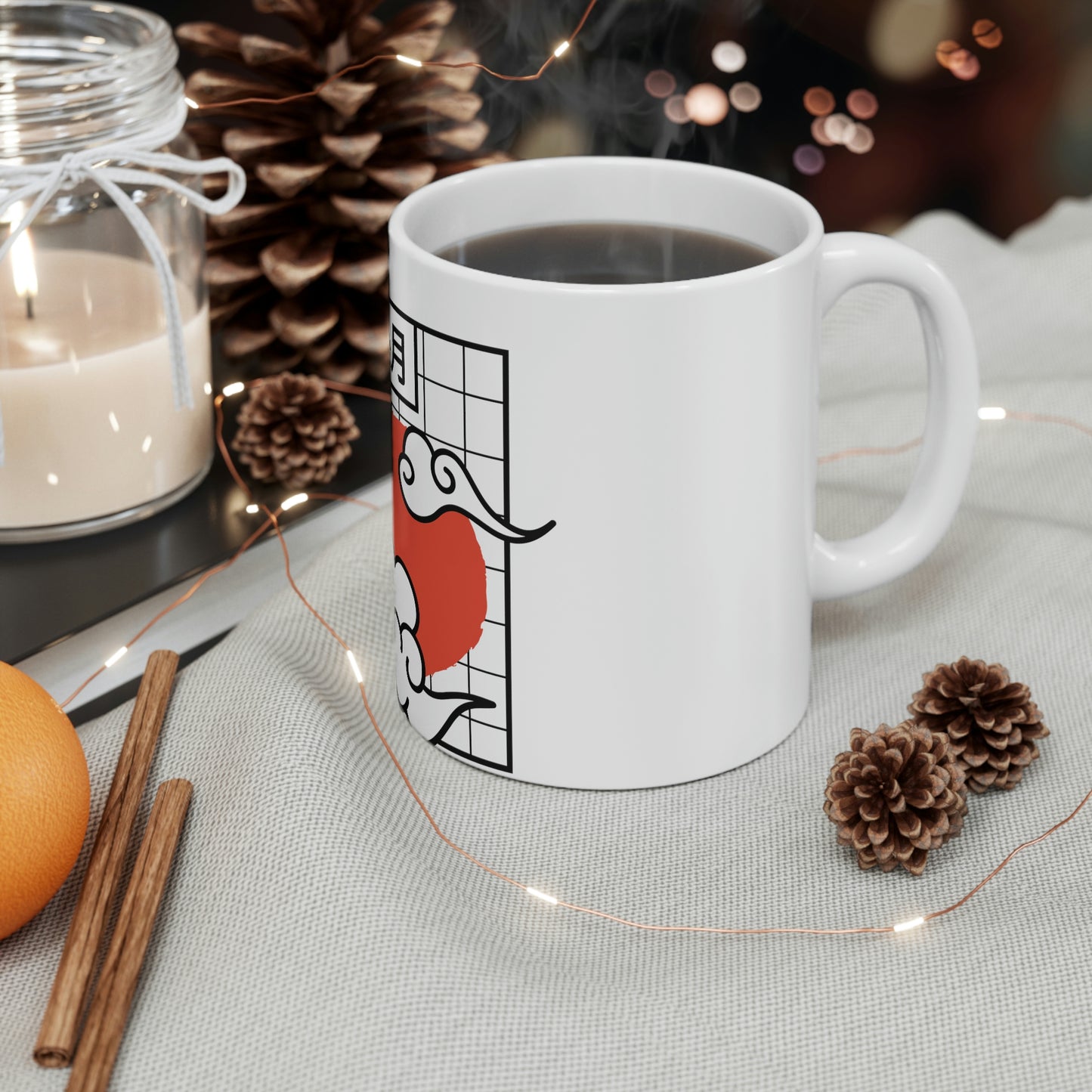 Japanese Aesthetic Redmoon White Mug