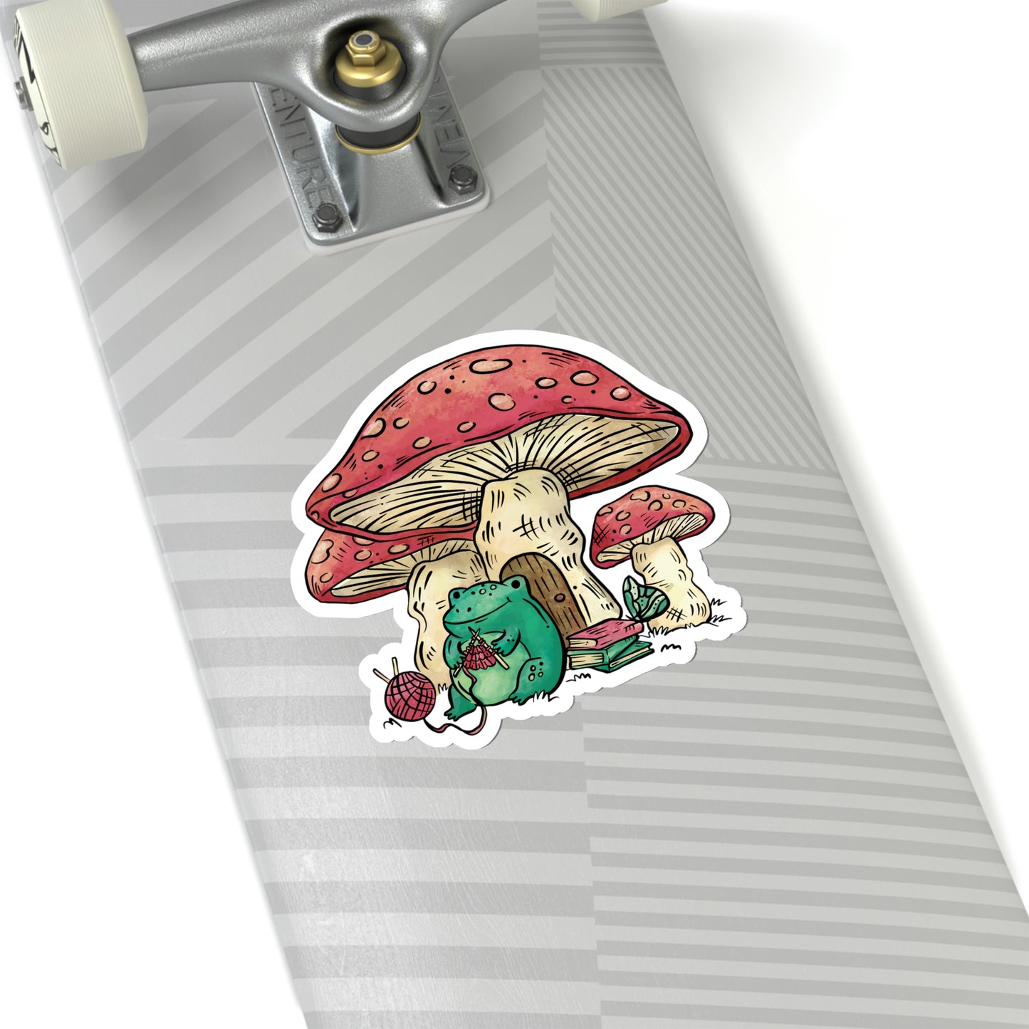 Cottagecore Aesthetic Mushrooms and Frog Cartoon Sticker