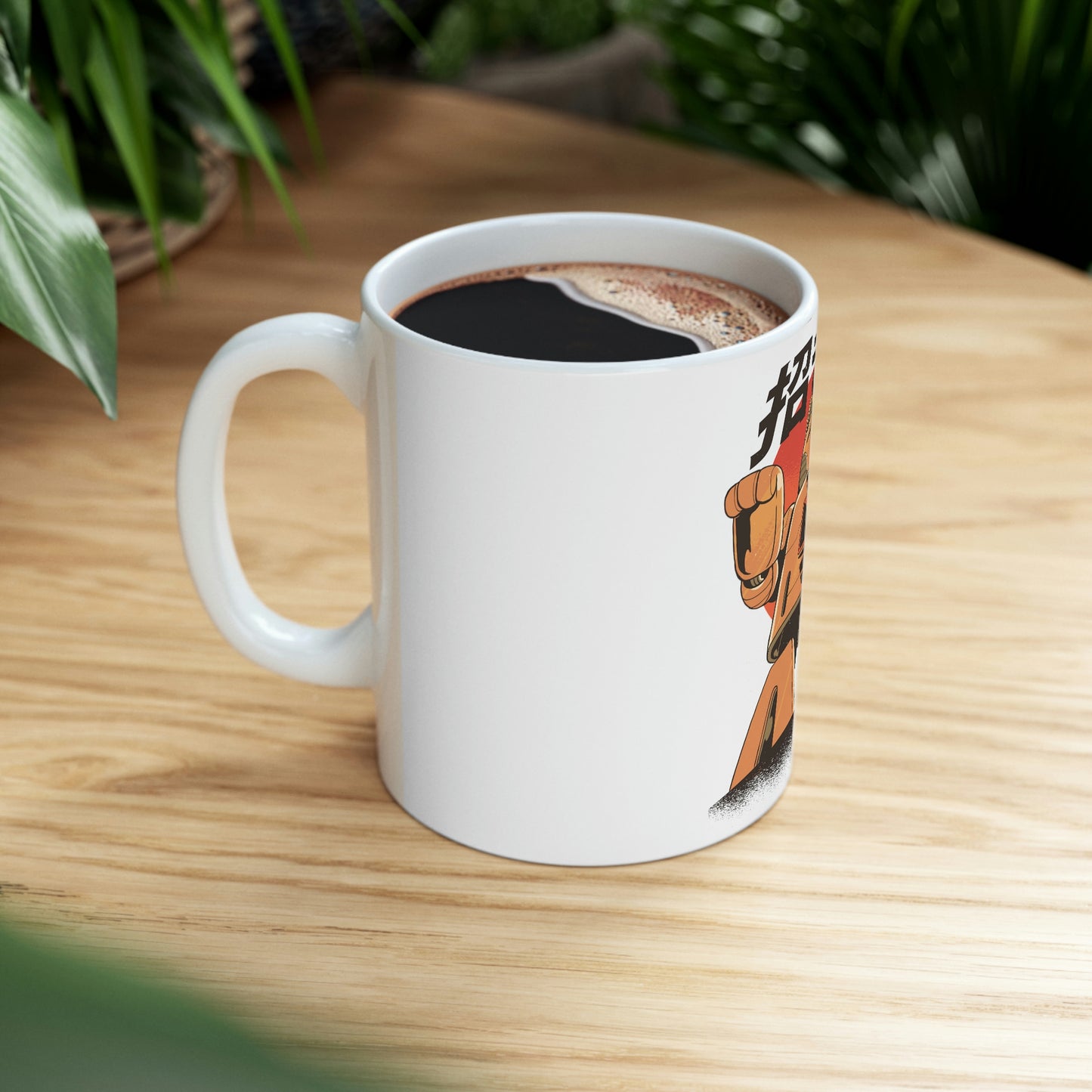 Kawaii Aesthetic Cute Cat Mecha White Ceramic Mug 11oz